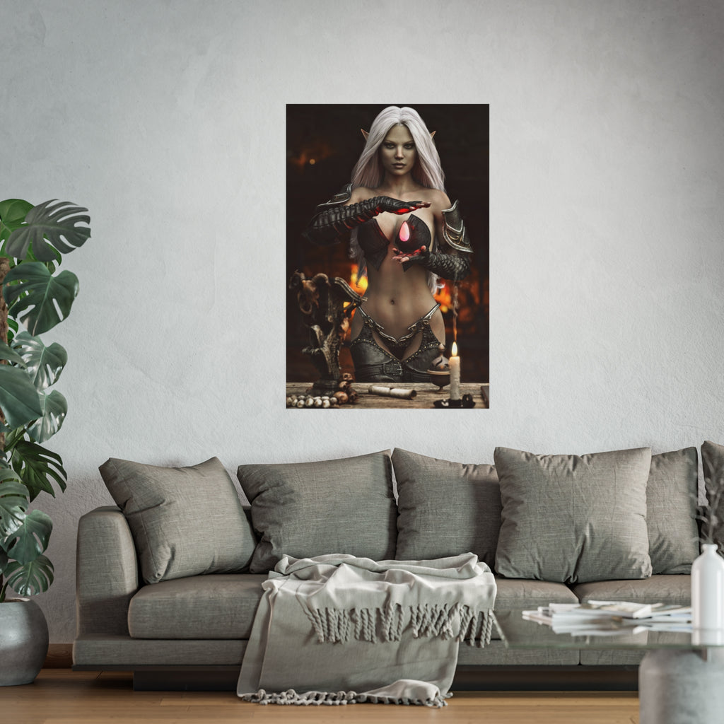 Fantasy Sorceress Art Poster — Dark Magic Goddess Wall Print - No AI - Human generated