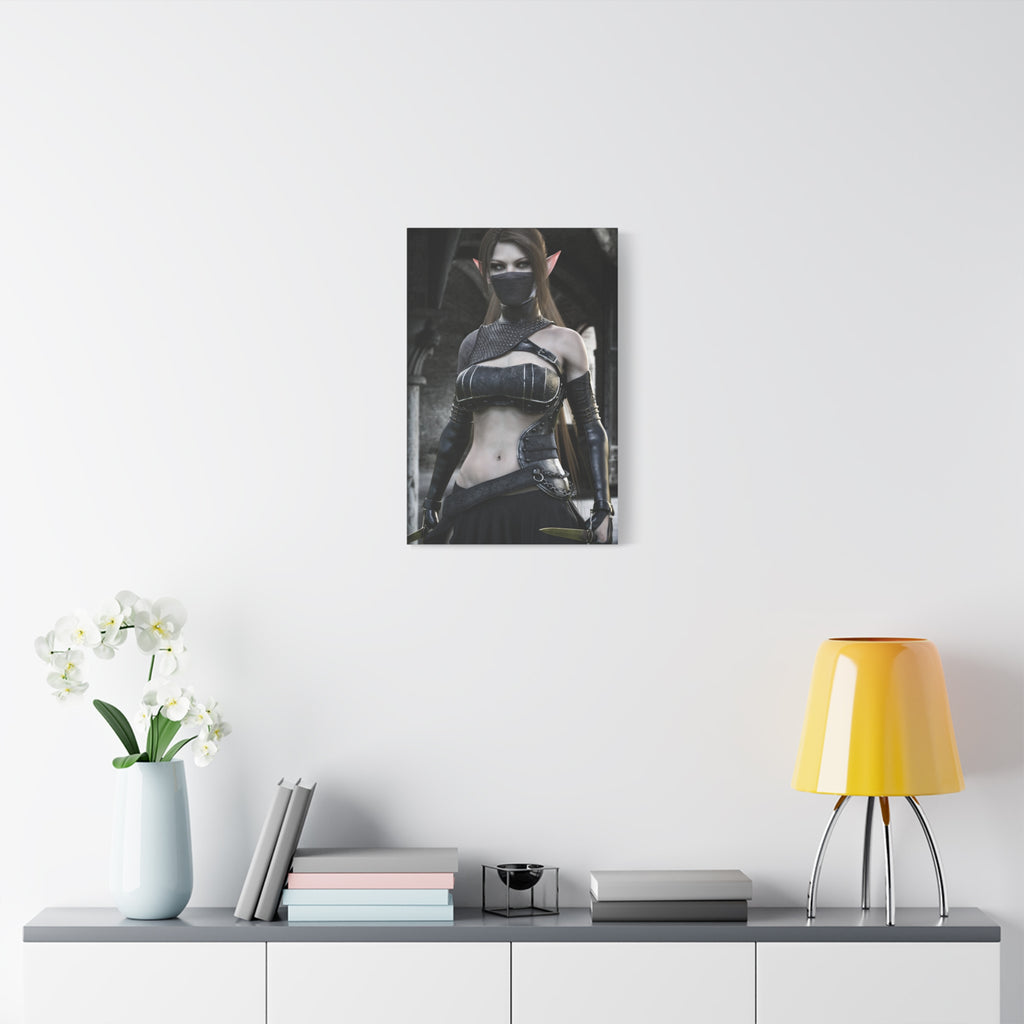 Fantasy Elven Rogue Matte Canvas Print — Stretched 1.25" - No AI- Human created illustration art
