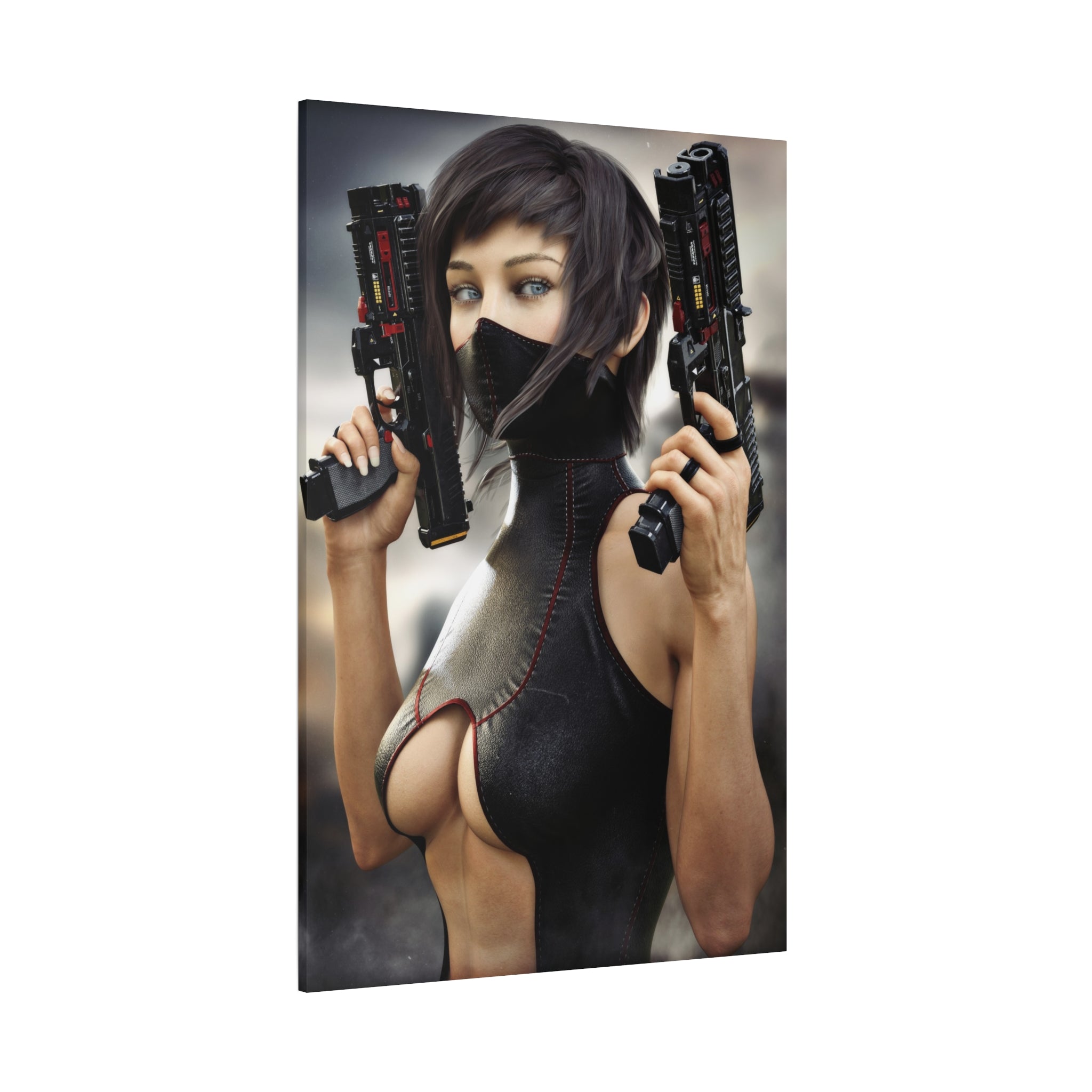 Futuristic Assassin Matte Canvas Wall Art - No Ai- Human created illustration art
