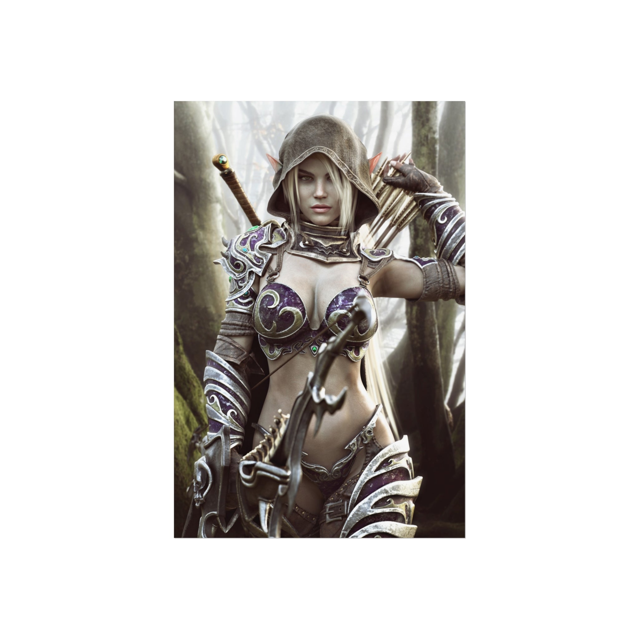Fantasy Archer Warrior Fine Art Poster — Female Ranger Wall Art for Gamers & RPG Fans