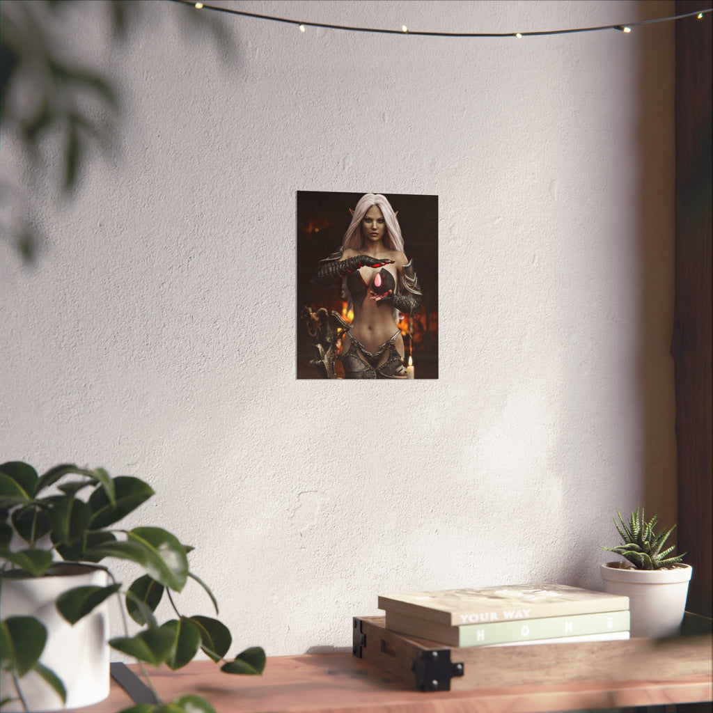 Fantasy Sorceress Art Poster — Dark Magic Goddess Wall Print - No AI - Human generated