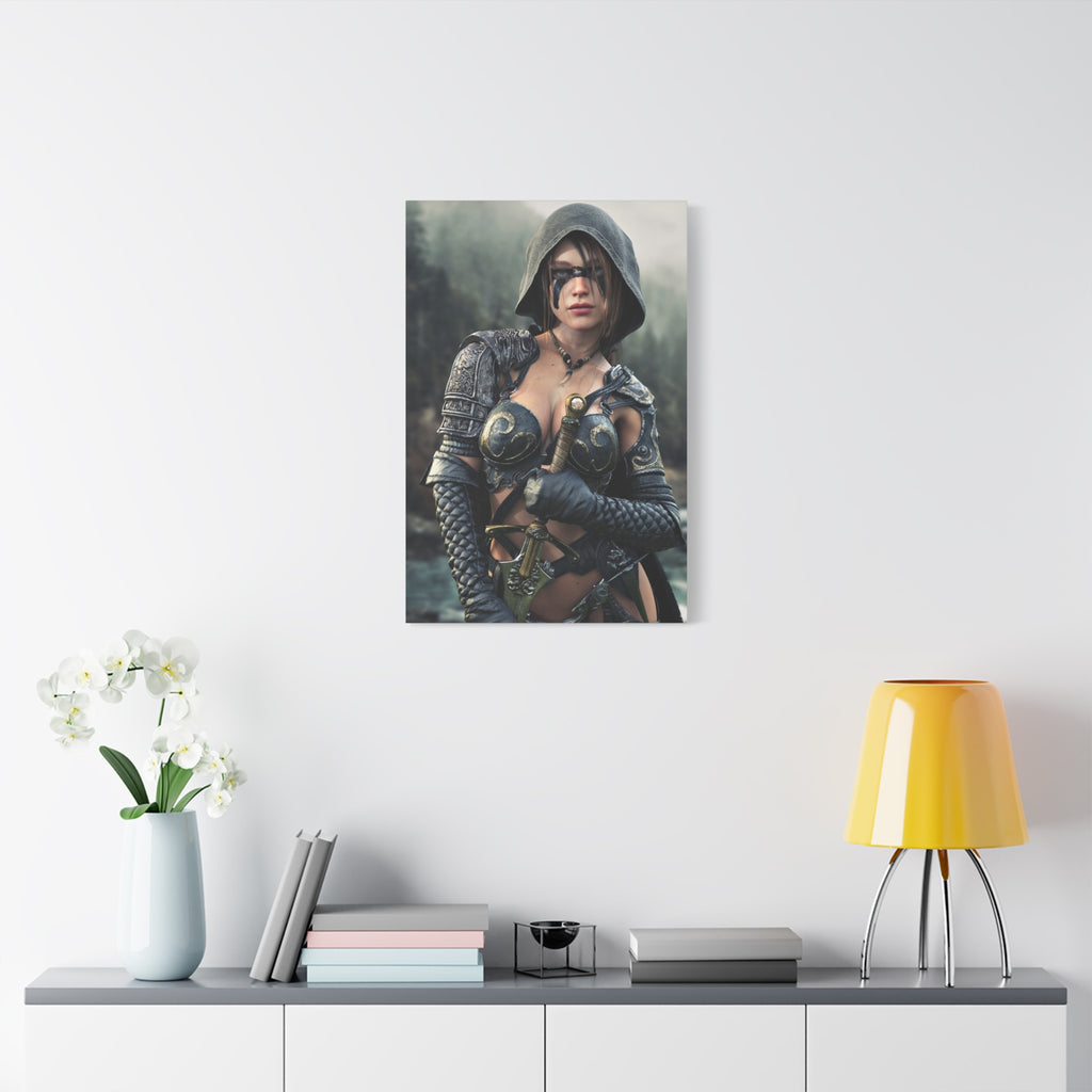 Fantasy Warrior Ranger Woman Matte Canvas Wall Art — Stretched 1.25"- No Ai- Human Created illustration art