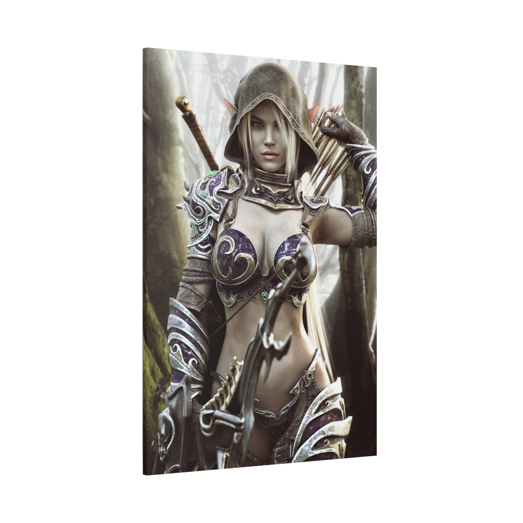 Fantasy Archer Warrior Canvas Print — Matte Stretched Wall Art- No AI- Human created illustration art