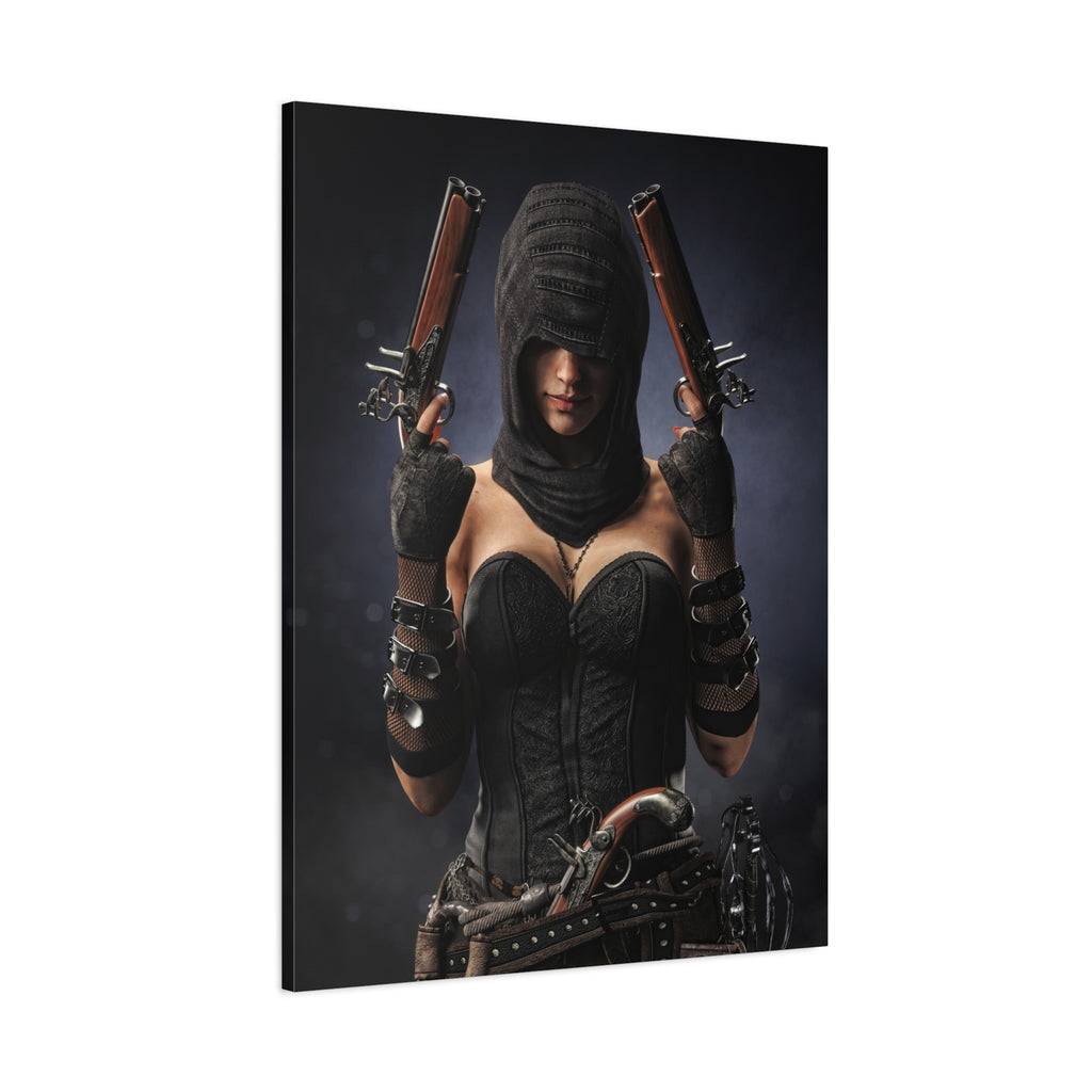 Pirate Assassin Matte Canvas Print — Hooded Female  Wall Art- No Ai- Human created illustration art