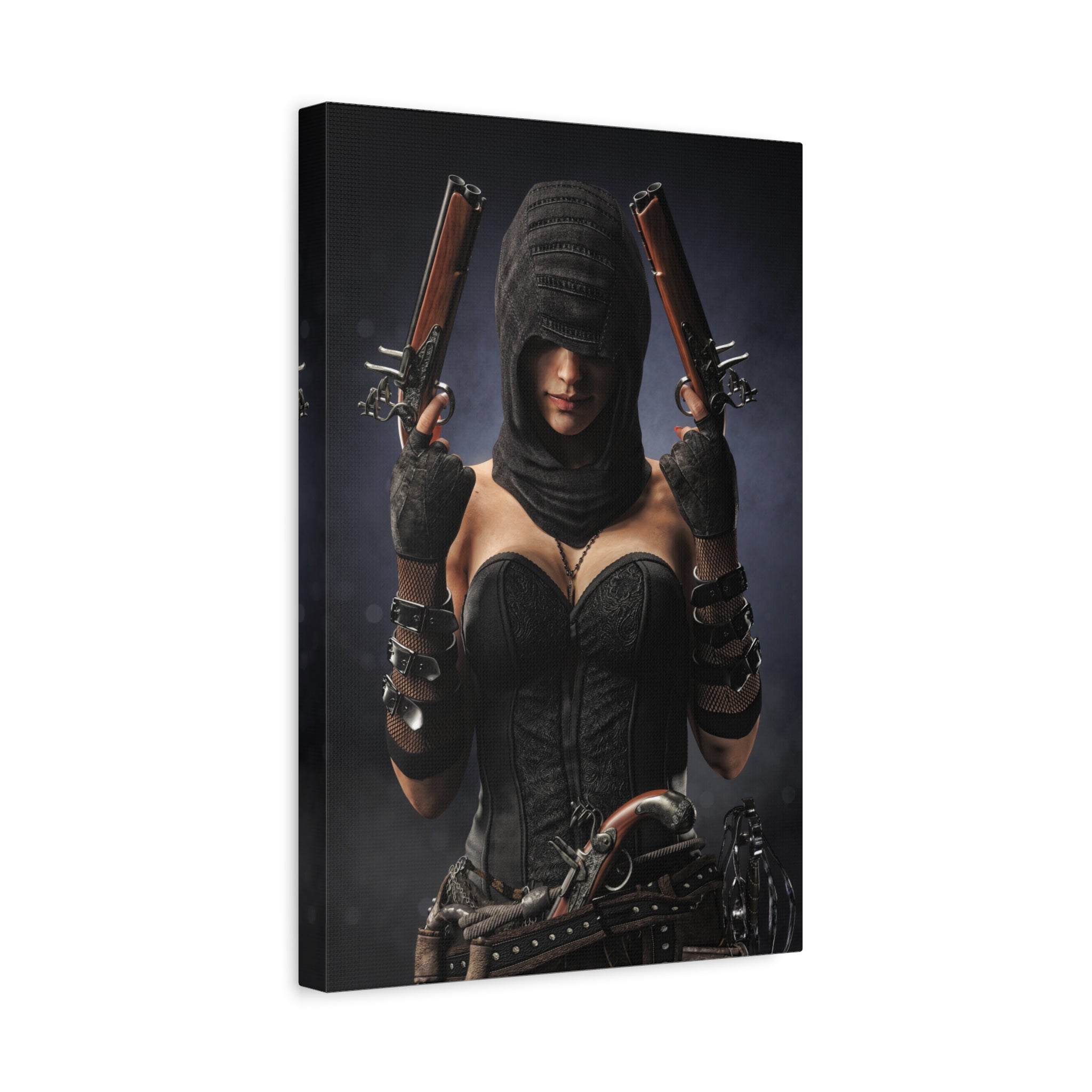 Pirate Assassin Matte Canvas Print — Hooded Female  Wall Art- No Ai- Human created illustration art