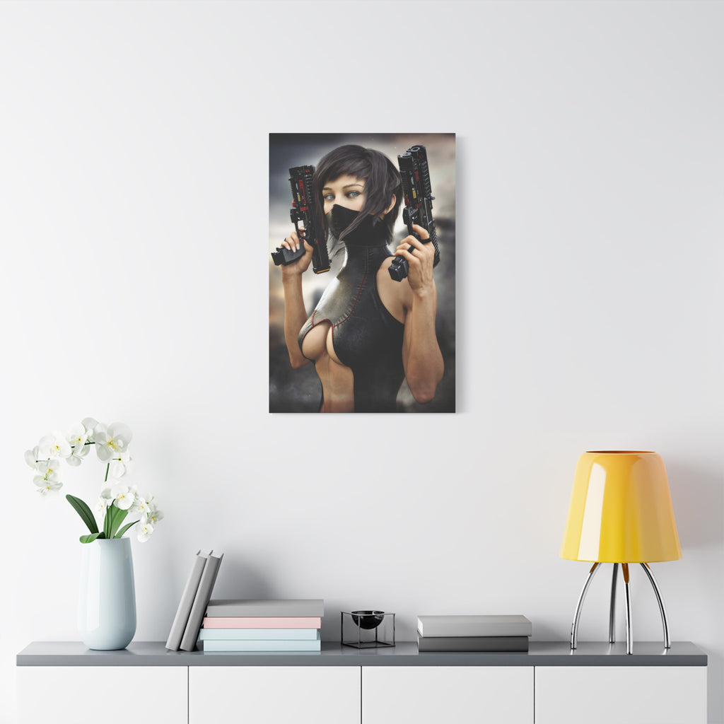 Futuristic Assassin Matte Canvas Wall Art - No Ai- Human created illustration art