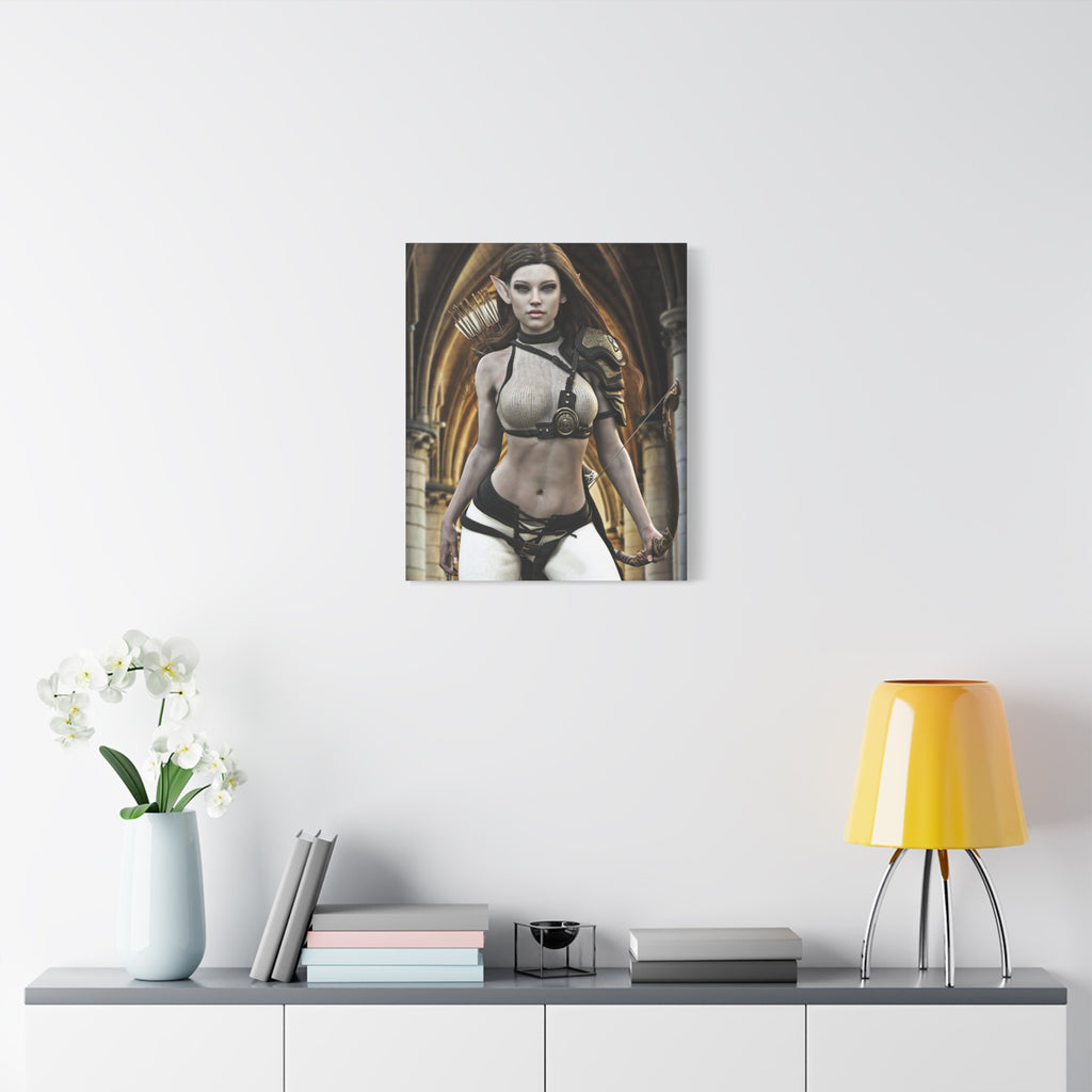 Fantasy Elven Archer Canvas Print – Warrior Elf Wall Art- No AI- Human created illustraion art