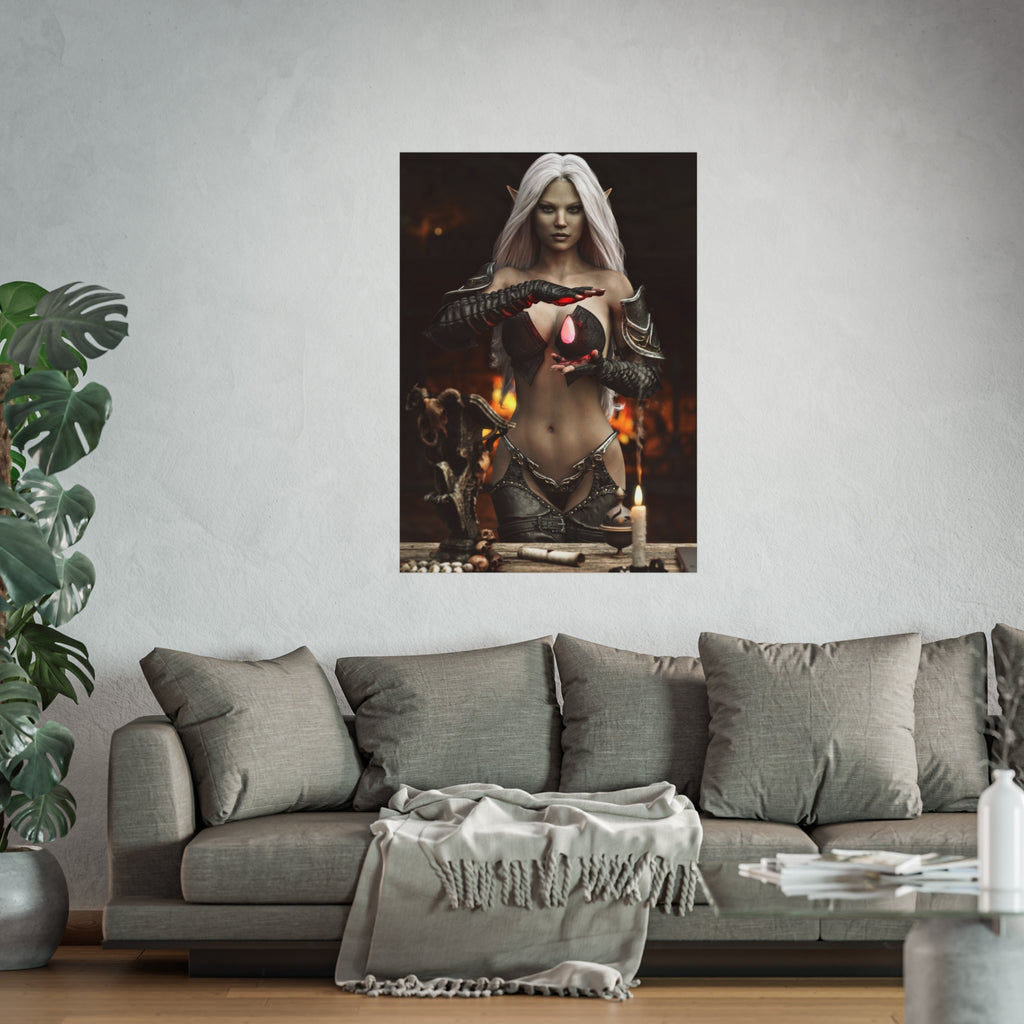 Fantasy Sorceress Art Poster — Dark Magic Goddess Wall Print - No AI - Human generated