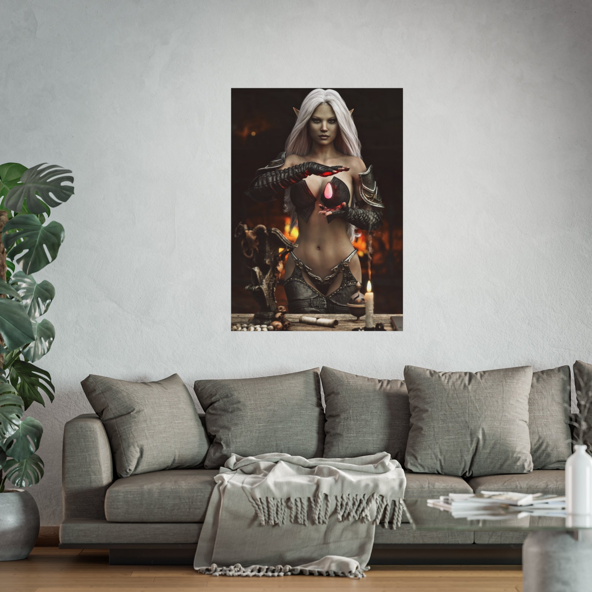 Fantasy Sorceress Art Poster — Dark Magic Goddess Wall Print - No AI - Human generated
