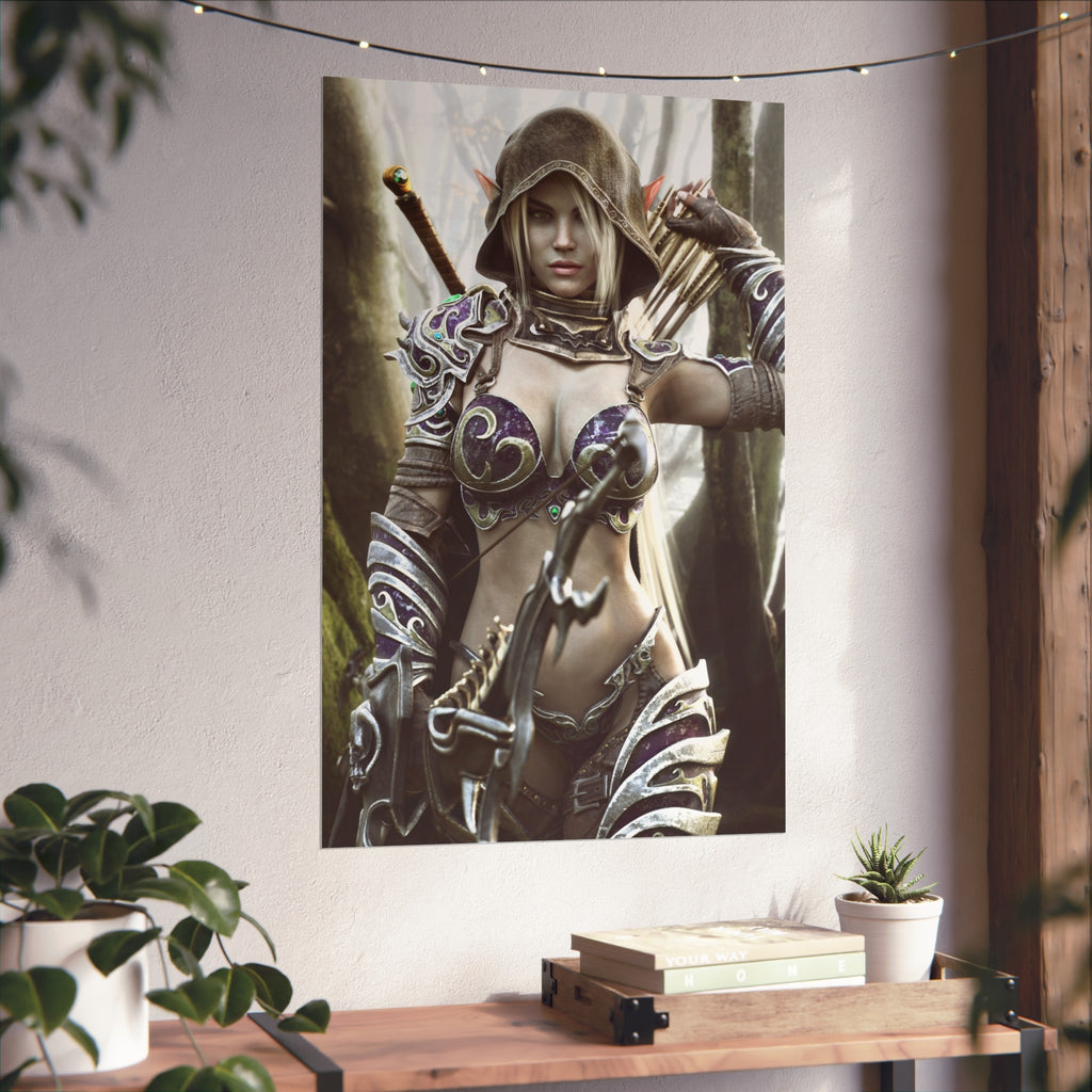 Fantasy Archer Warrior Fine Art Poster — Female Ranger Wall Art for Gamers & RPG Fans