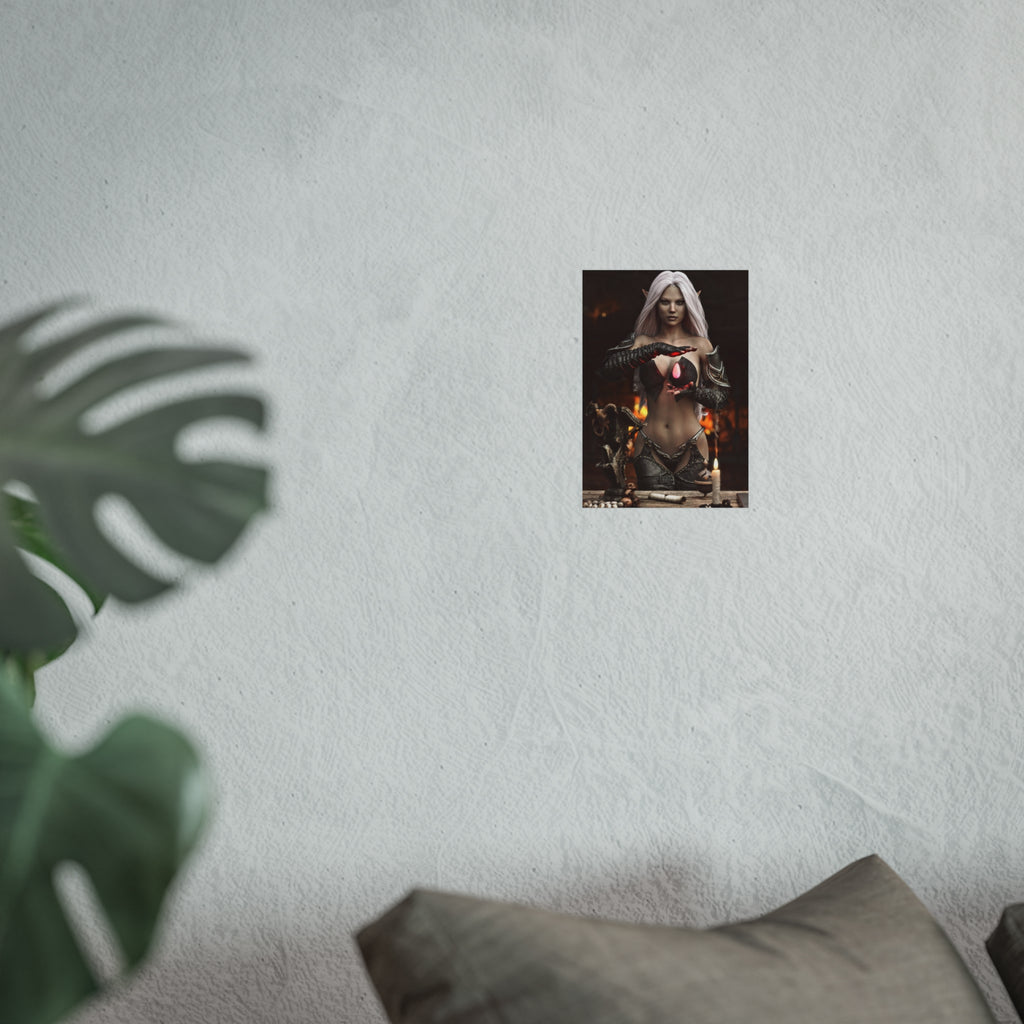 Fantasy Sorceress Art Poster — Dark Magic Goddess Wall Print - No AI - Human generated