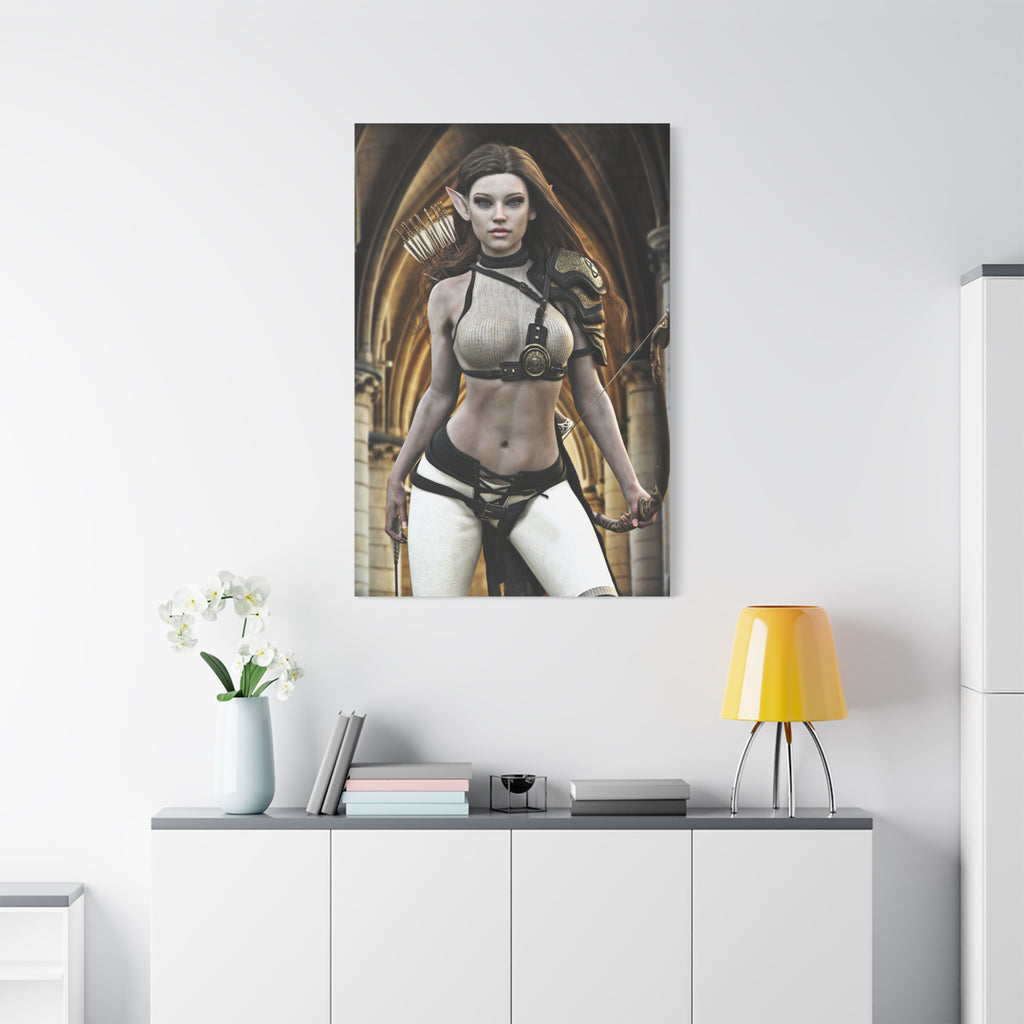Fantasy Elven Archer Canvas Print – Warrior Elf Wall Art- No AI- Human created illustraion art