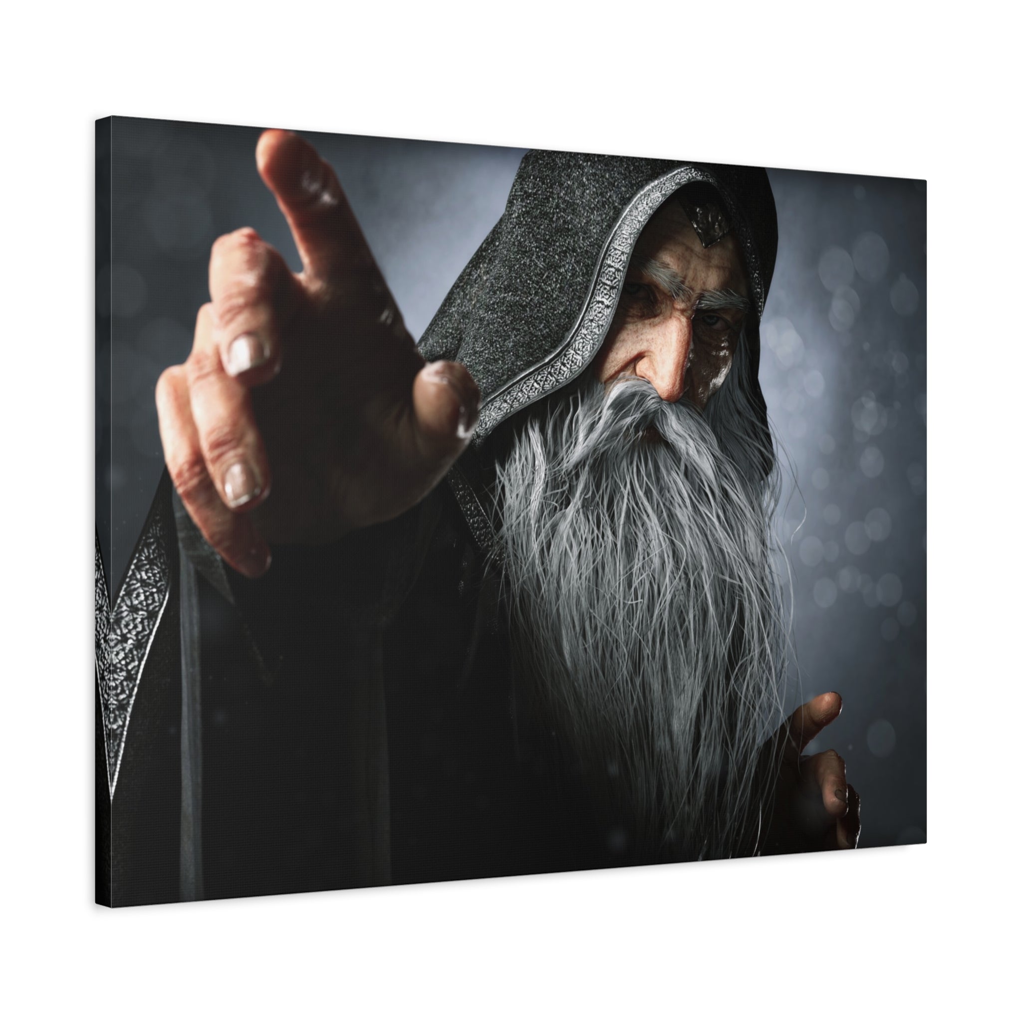 Mystic Wizard Portrait Canvas — Stretched Matte Wall Art - No AI - Human created illustration art