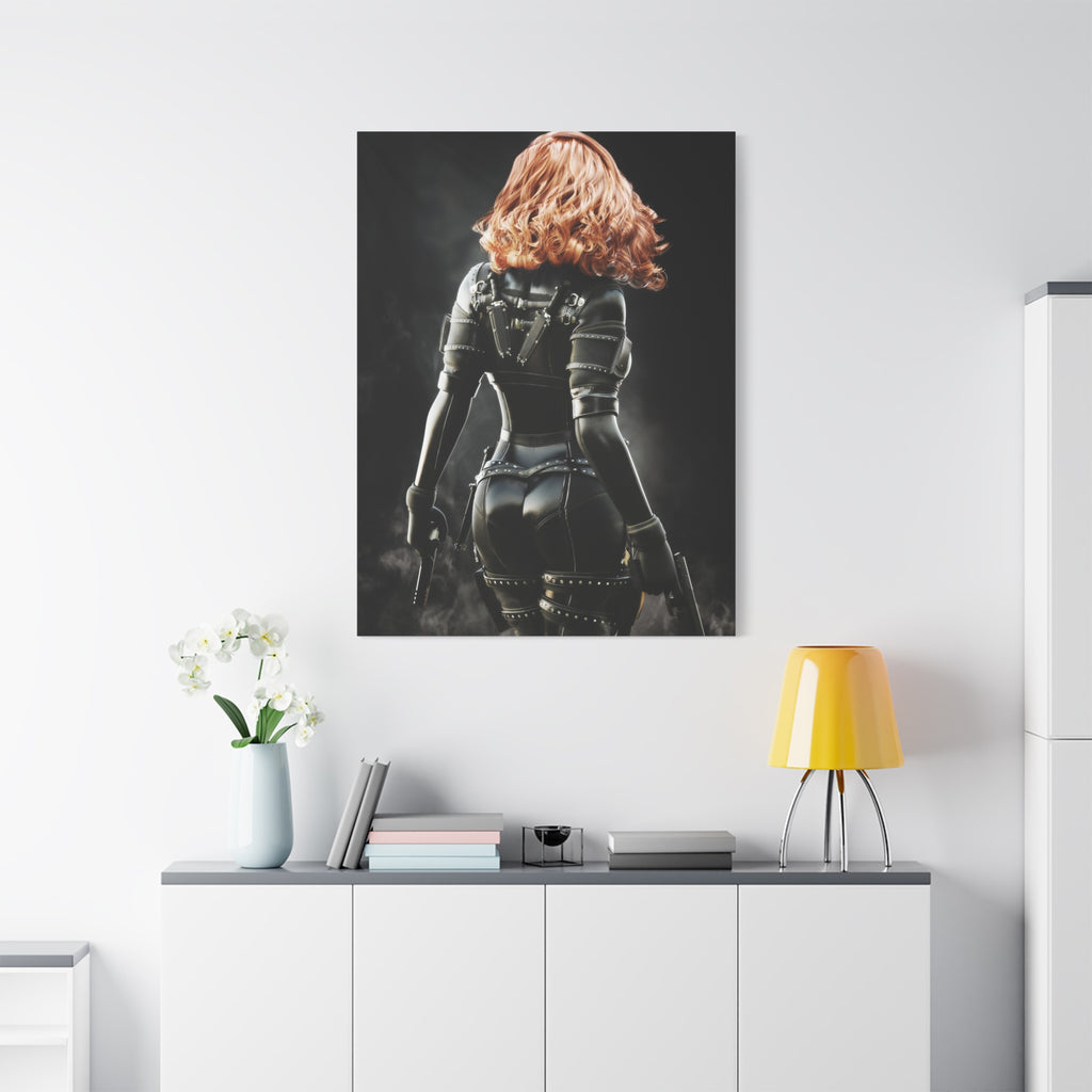 Black Widow Inspired Matte Canvas Art — Female Assassin Poster, Stretched 1.25" - No AI - human created illustration art