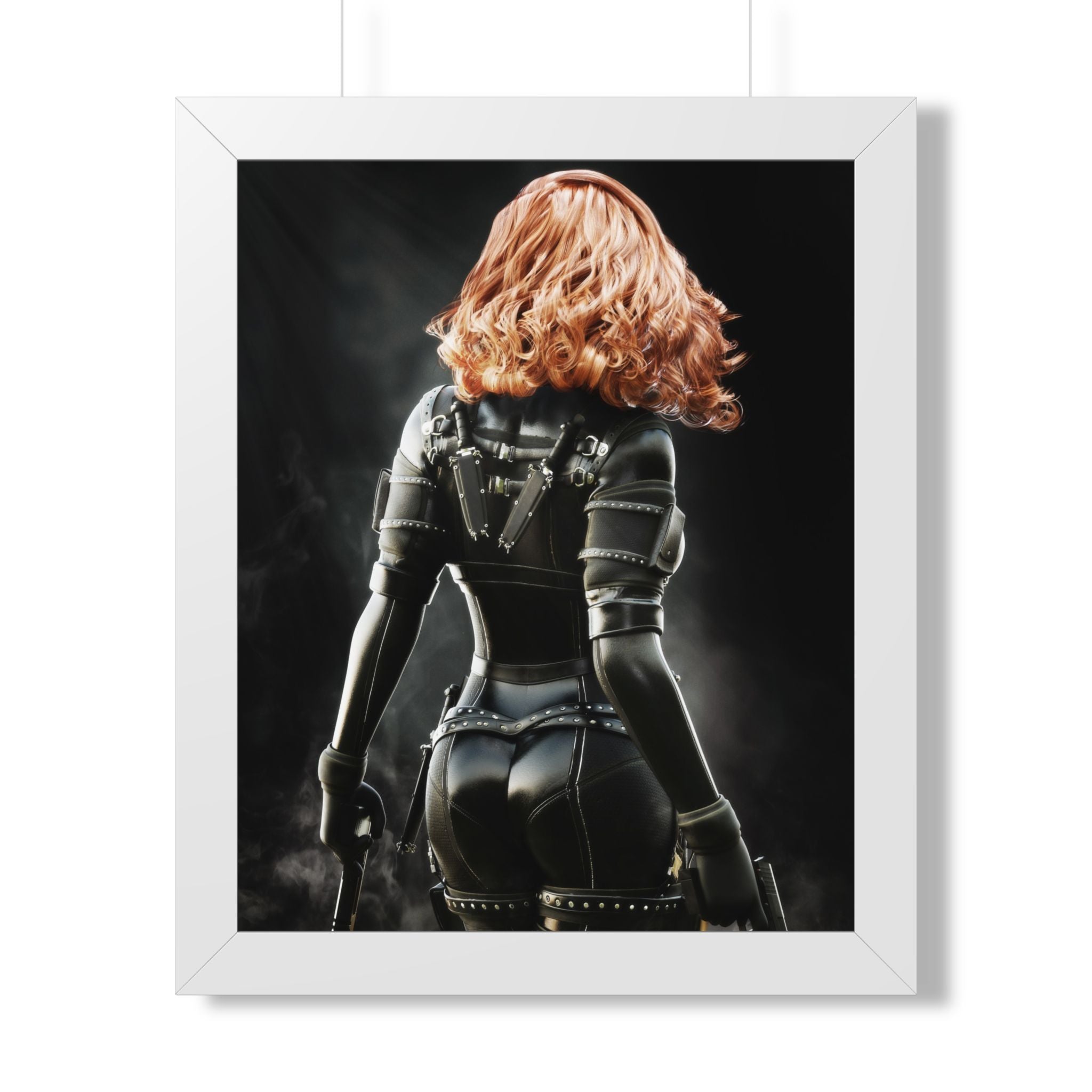 Black Widow-Inspired Framed Poster — Female Superhero Art Print (Vertical) - No AI- human created illustration art