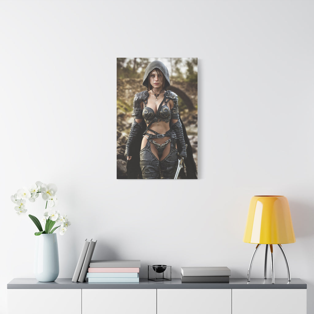 Fantasy Warrior Woman Matte Canvas Print - No AI- Human created illustration art