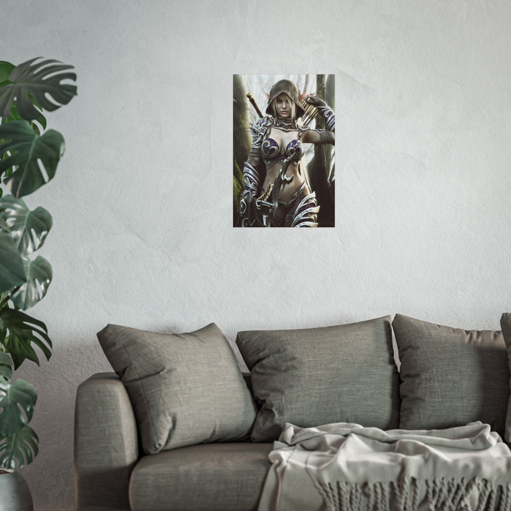 Fantasy Archer Warrior Fine Art Poster — Female Ranger Wall Art for Gamers & RPG Fans