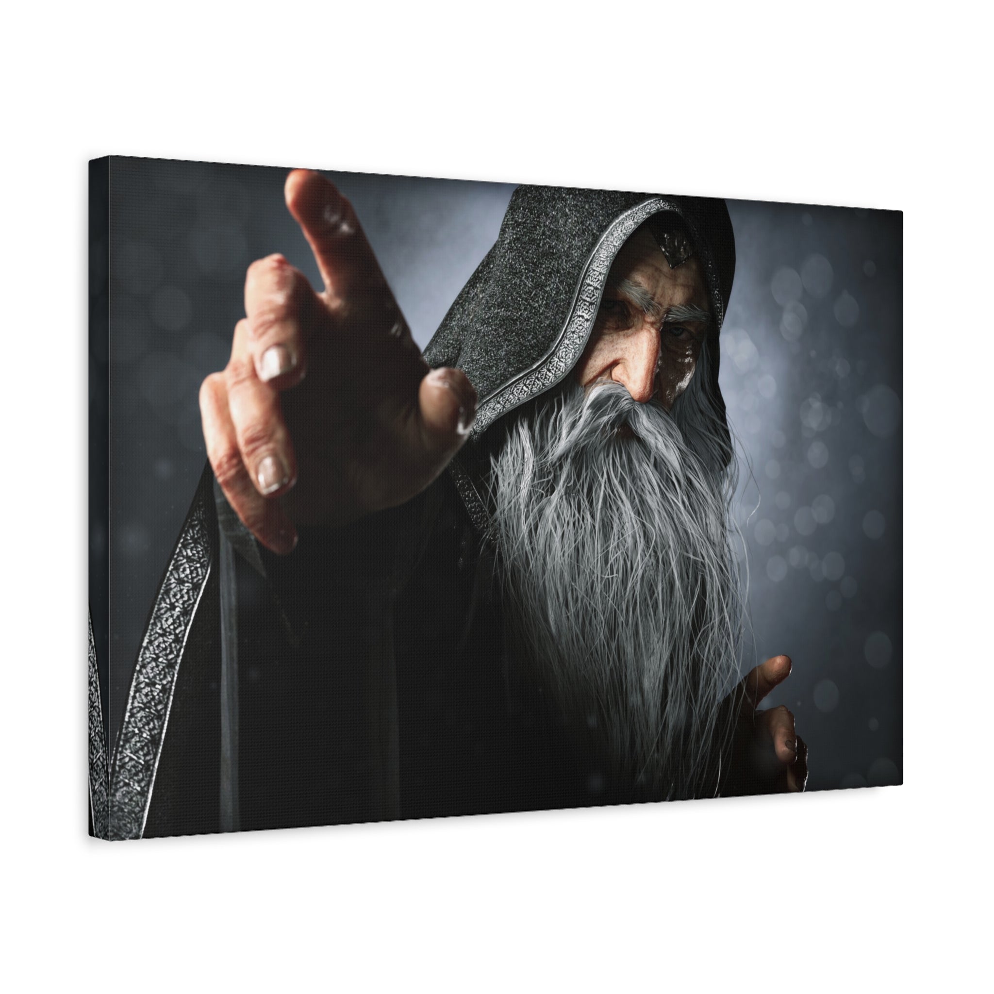 Mystic Wizard Portrait Canvas — Stretched Matte Wall Art - No AI - Human created illustration art