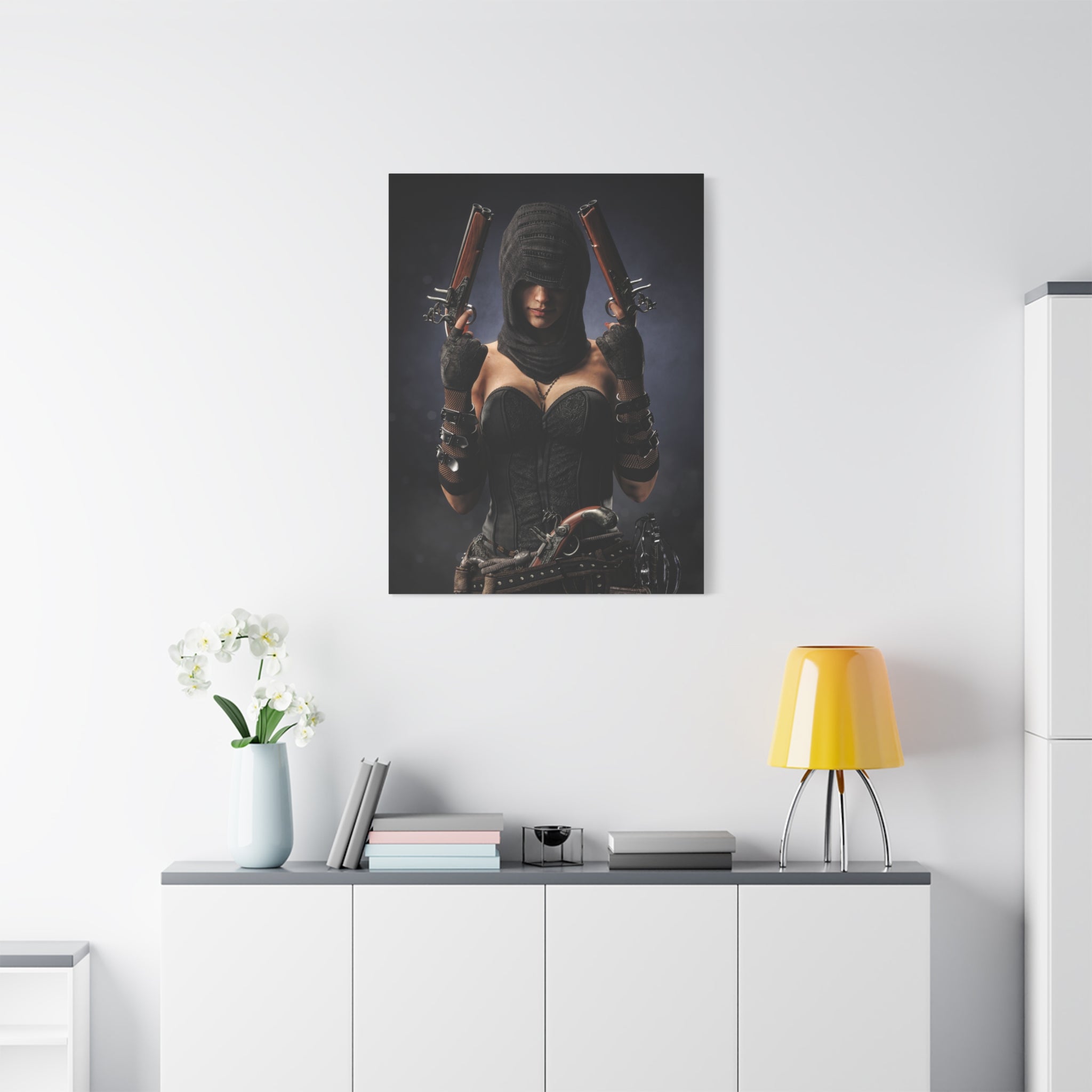 Pirate Assassin Matte Canvas Print — Hooded Female  Wall Art- No Ai- Human created illustration art