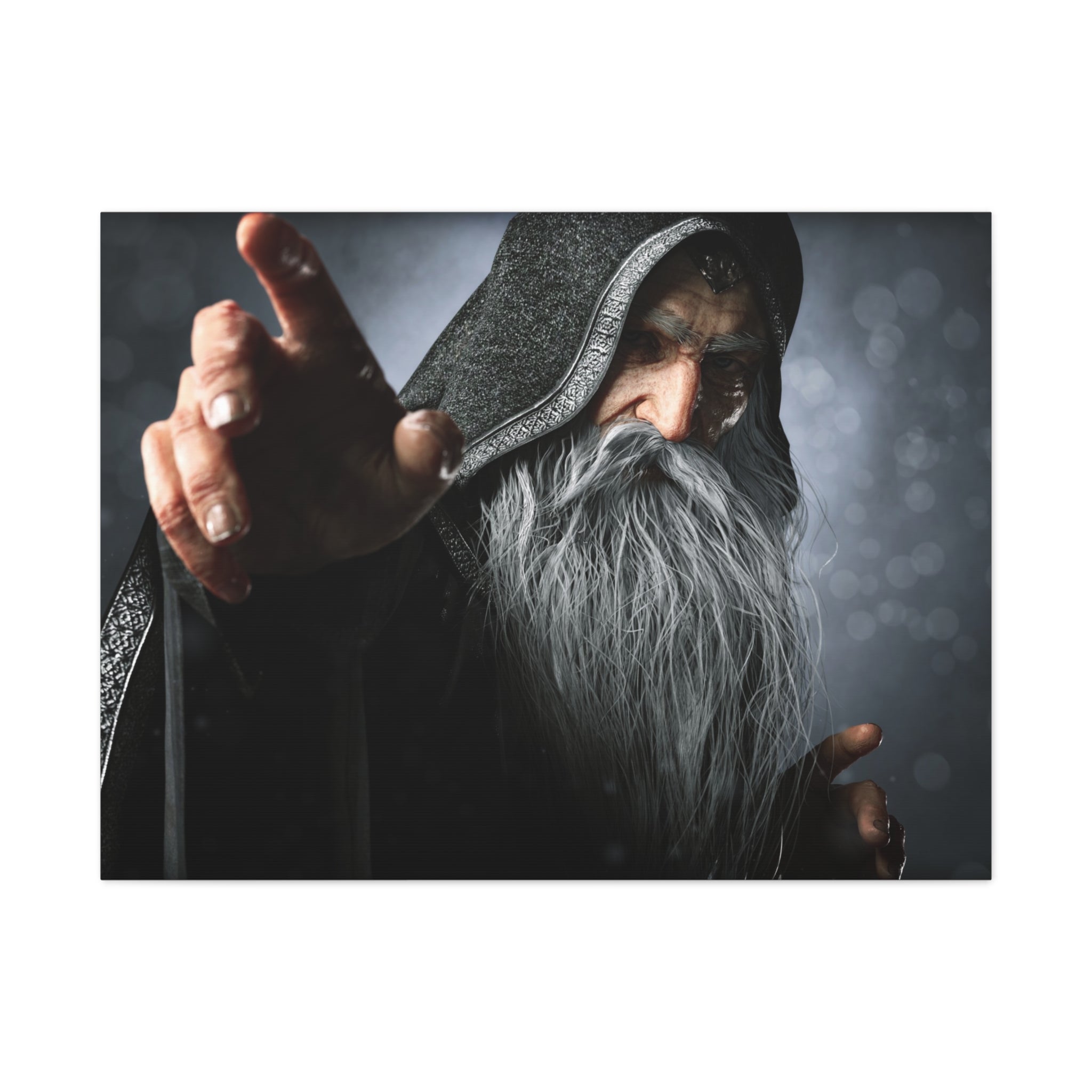 Mystic Wizard Portrait Canvas — Stretched Matte Wall Art - No AI - Human created illustration art