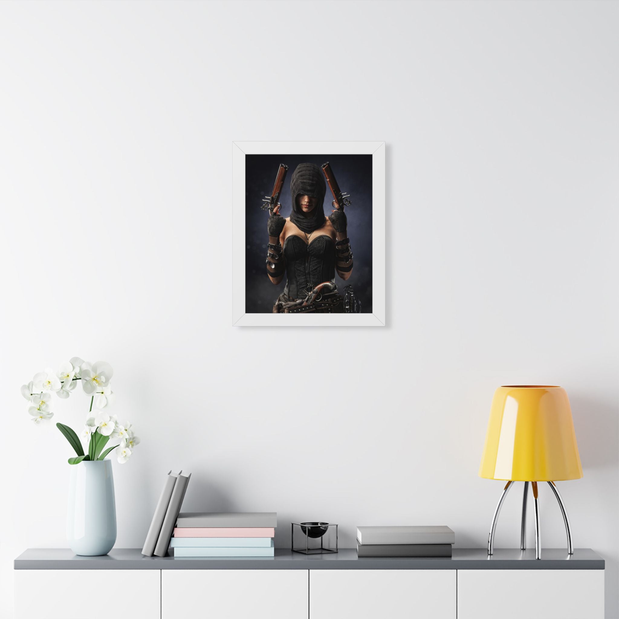 Framed Poster — Dark Rogue Pirate Assassin Art Print (Vertical) - No AI -Human created illustration art