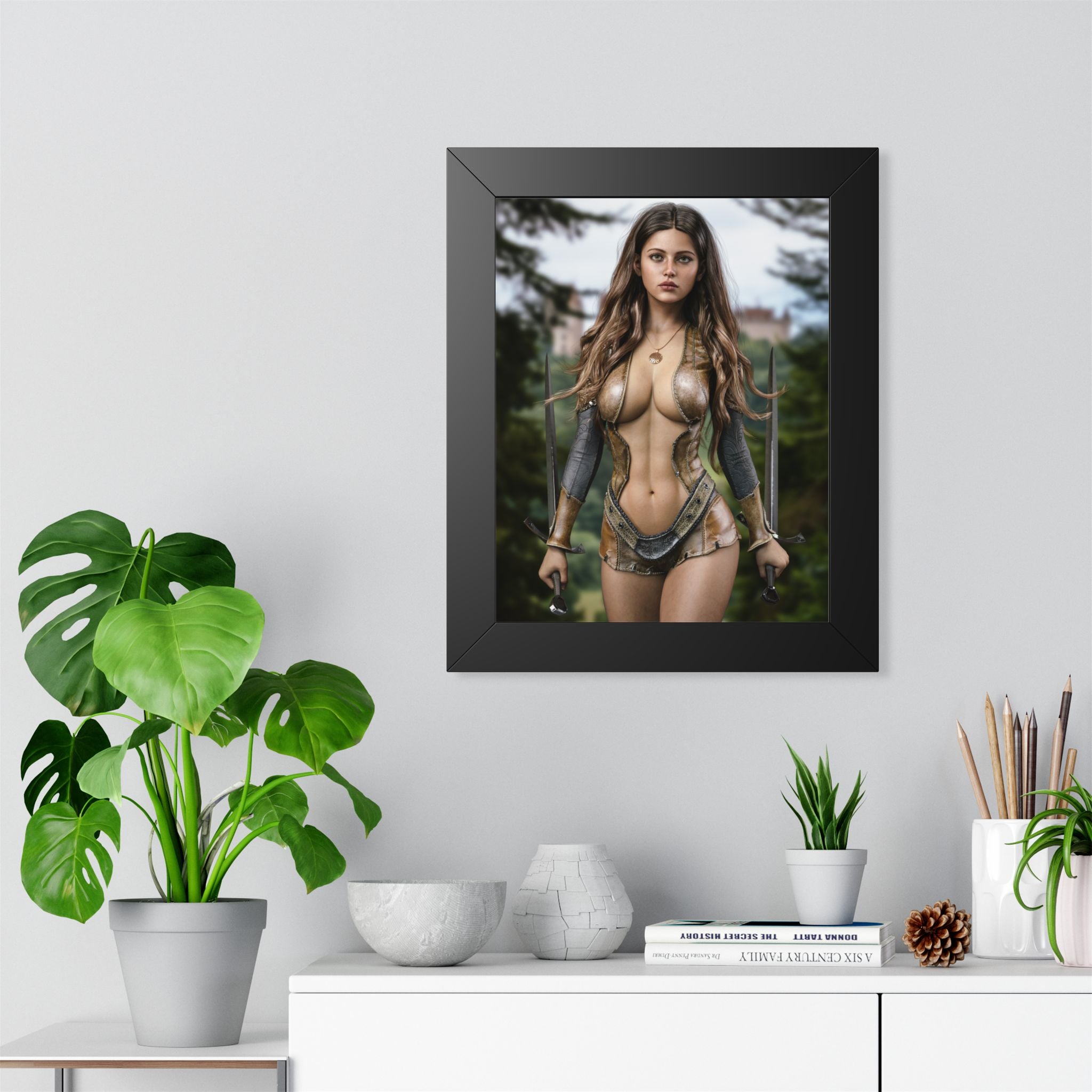 Framed Poster — Fantasy Warrior Woman Portrait