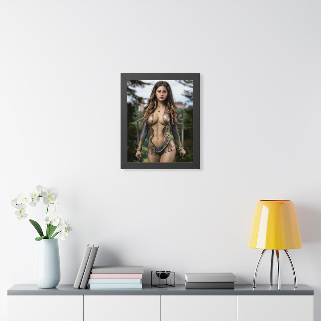 Framed Poster — Fantasy Warrior Woman Portrait