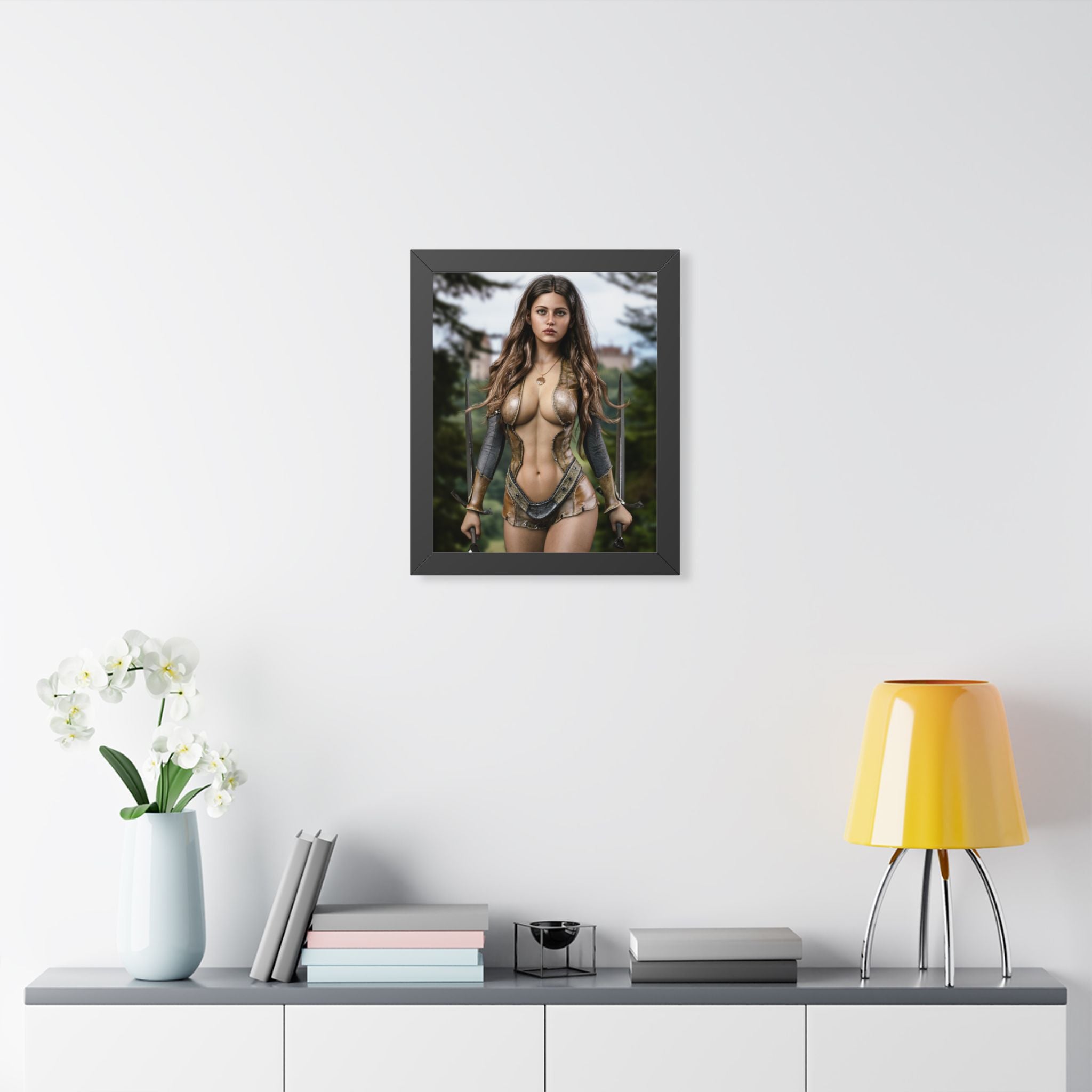 Framed Poster — Fantasy Warrior Woman Portrait