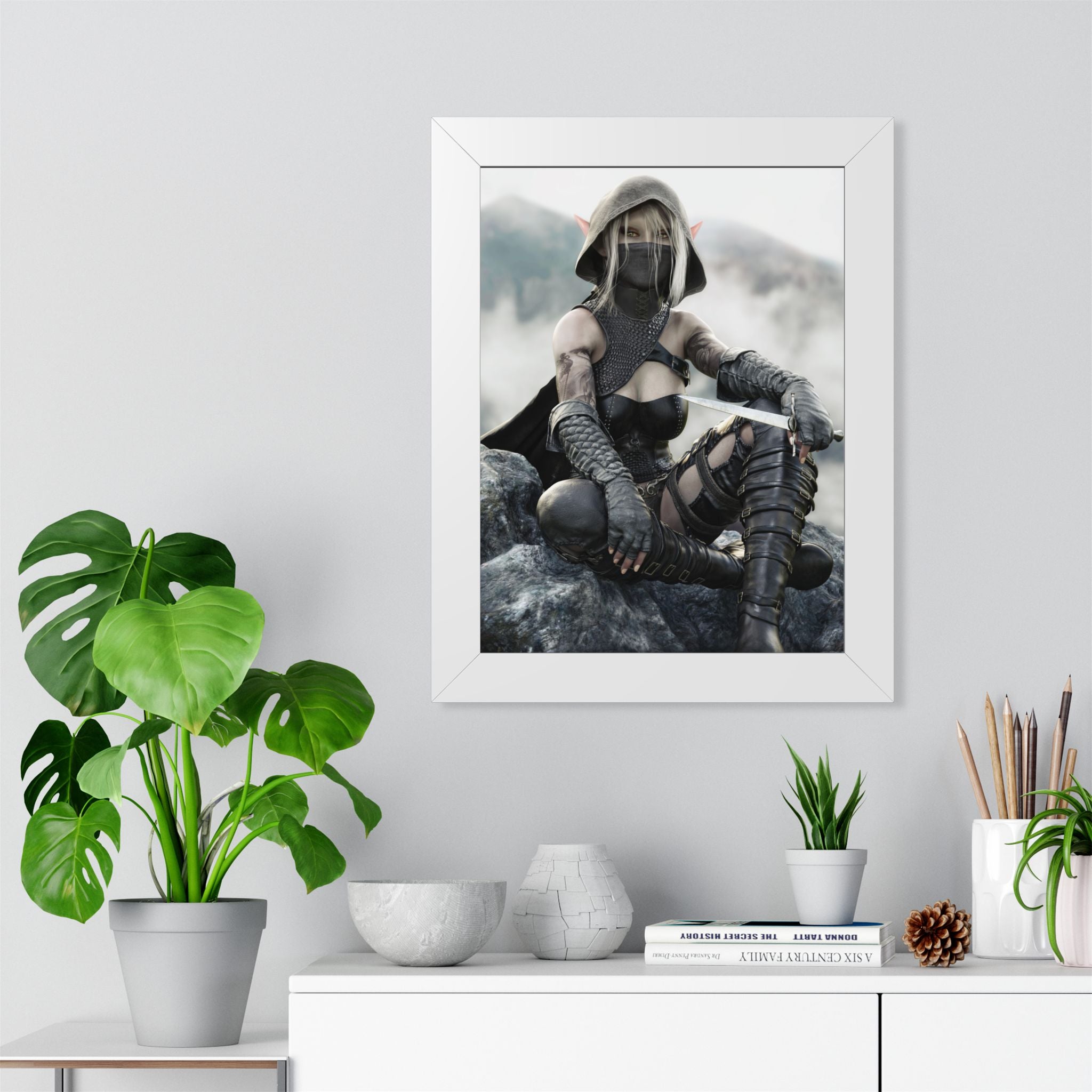 Framed Poster — Fantasy Rogue Assassin Art Print- No AI - Human created illustration art