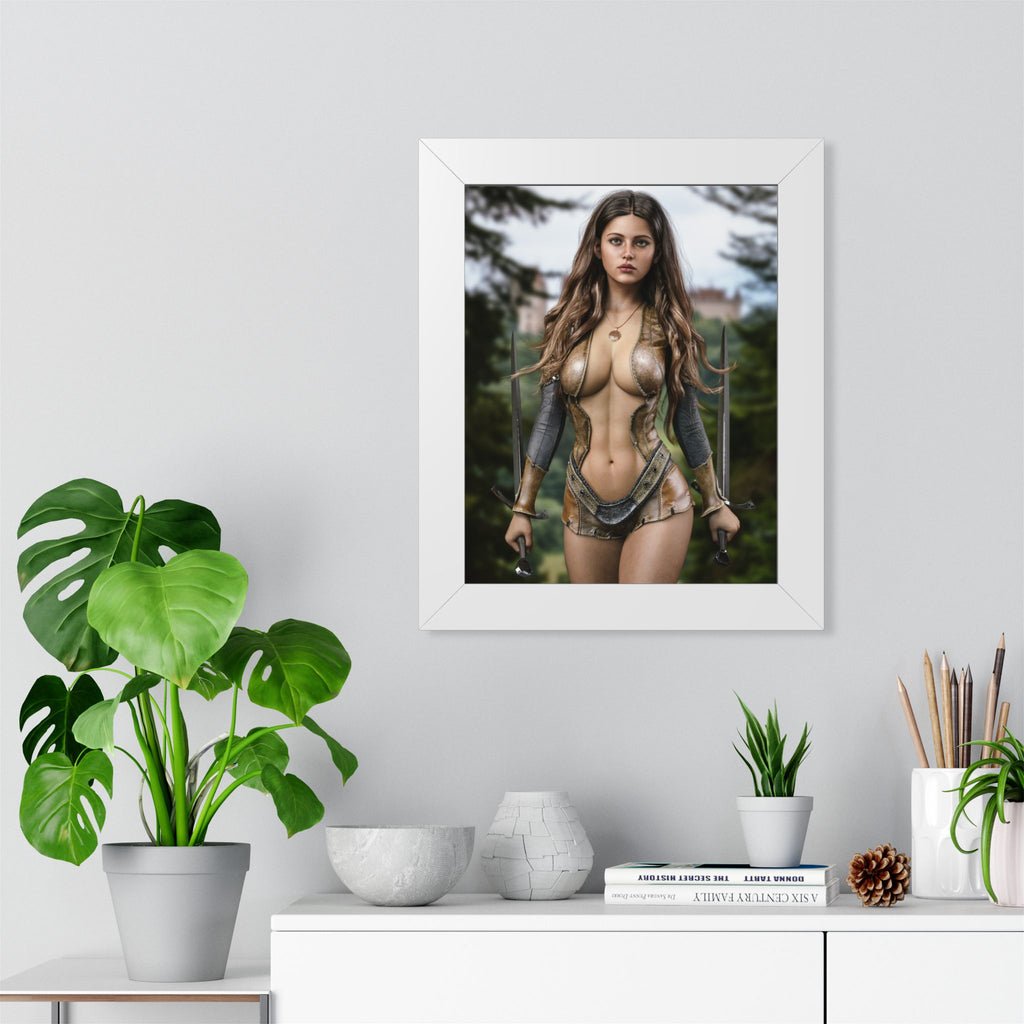 Framed Poster — Fantasy Warrior Woman Portrait