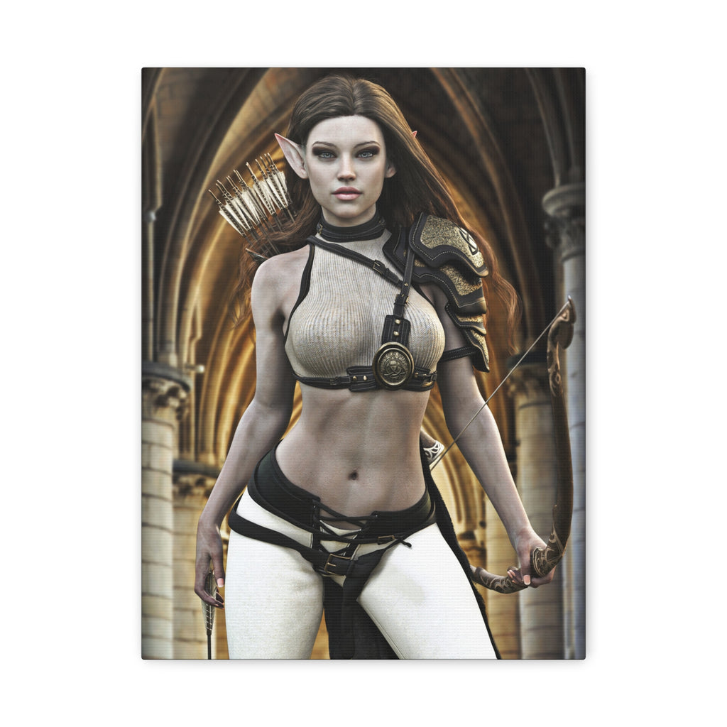 Fantasy Elven Archer Canvas Print – Warrior Elf Wall Art- No AI- Human created illustraion art