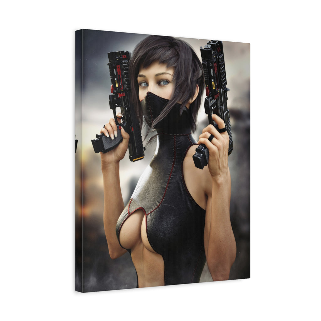 Futuristic Assassin Matte Canvas Wall Art - No Ai- Human created illustration art