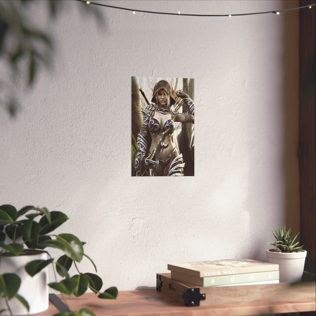 Fantasy Archer Warrior Fine Art Poster — Female Ranger Wall Art for Gamers & RPG Fans