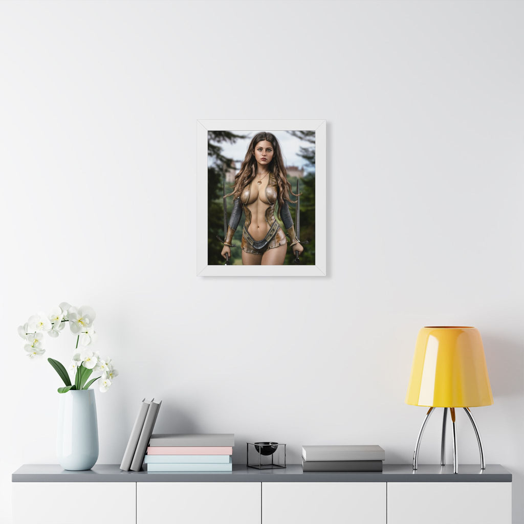 Framed Poster — Fantasy Warrior Woman Portrait