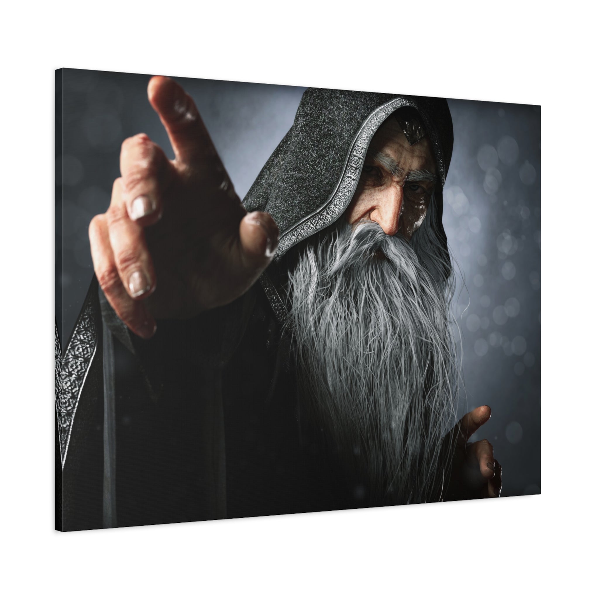 Mystic Wizard Portrait Canvas — Stretched Matte Wall Art - No AI - Human created illustration art