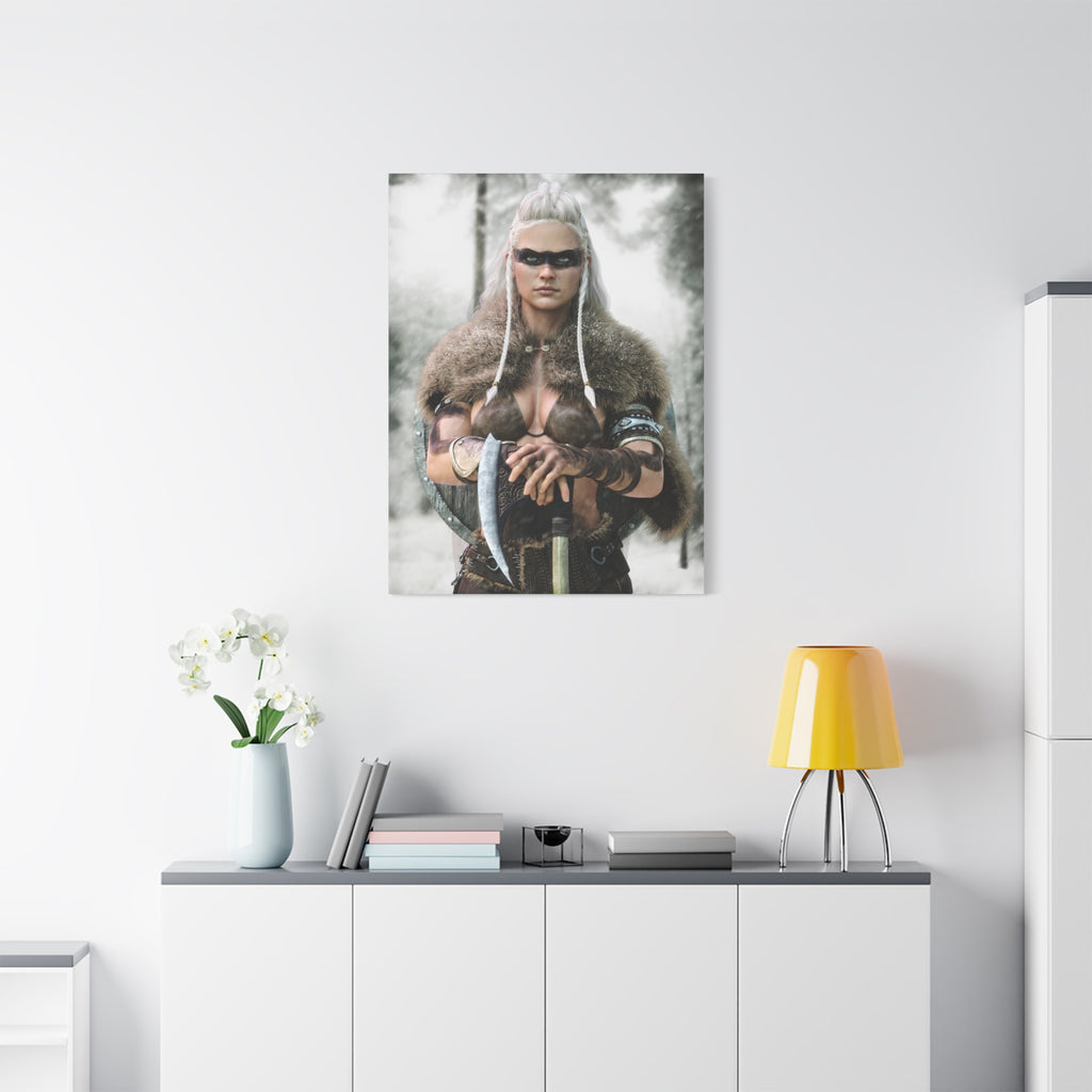 Viking Shieldmaiden Canvas Print — Matte Stretched Wall Art - No AI - Human created illustration art