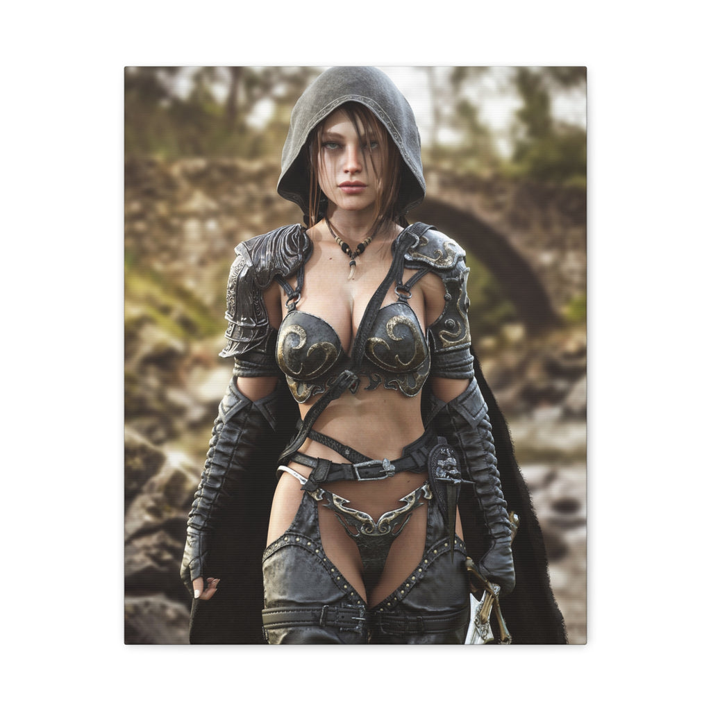 Fantasy Warrior Woman Matte Canvas Print - No AI- Human created illustration art