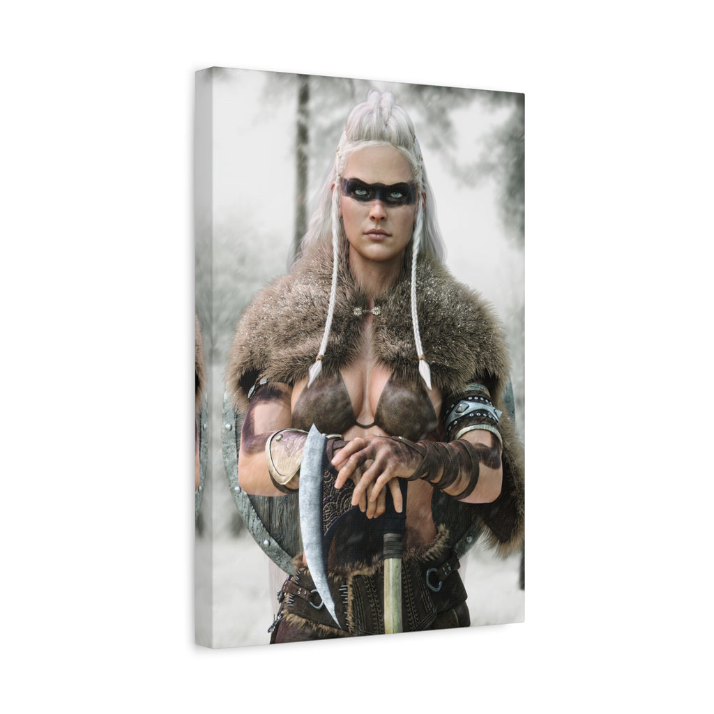 Viking Shieldmaiden Canvas Print — Matte Stretched Wall Art - No AI - Human created illustration art