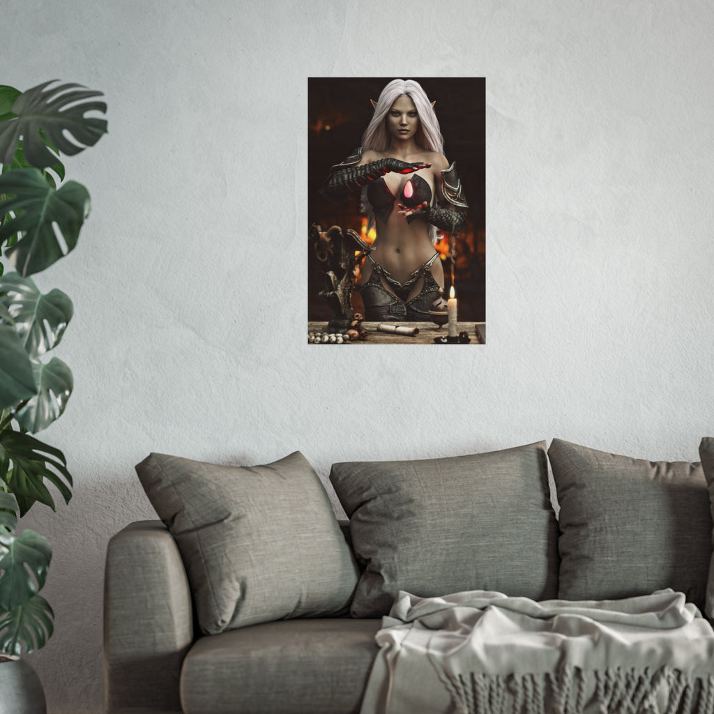 Fantasy Sorceress Art Poster — Dark Magic Goddess Wall Print - No AI - Human generated