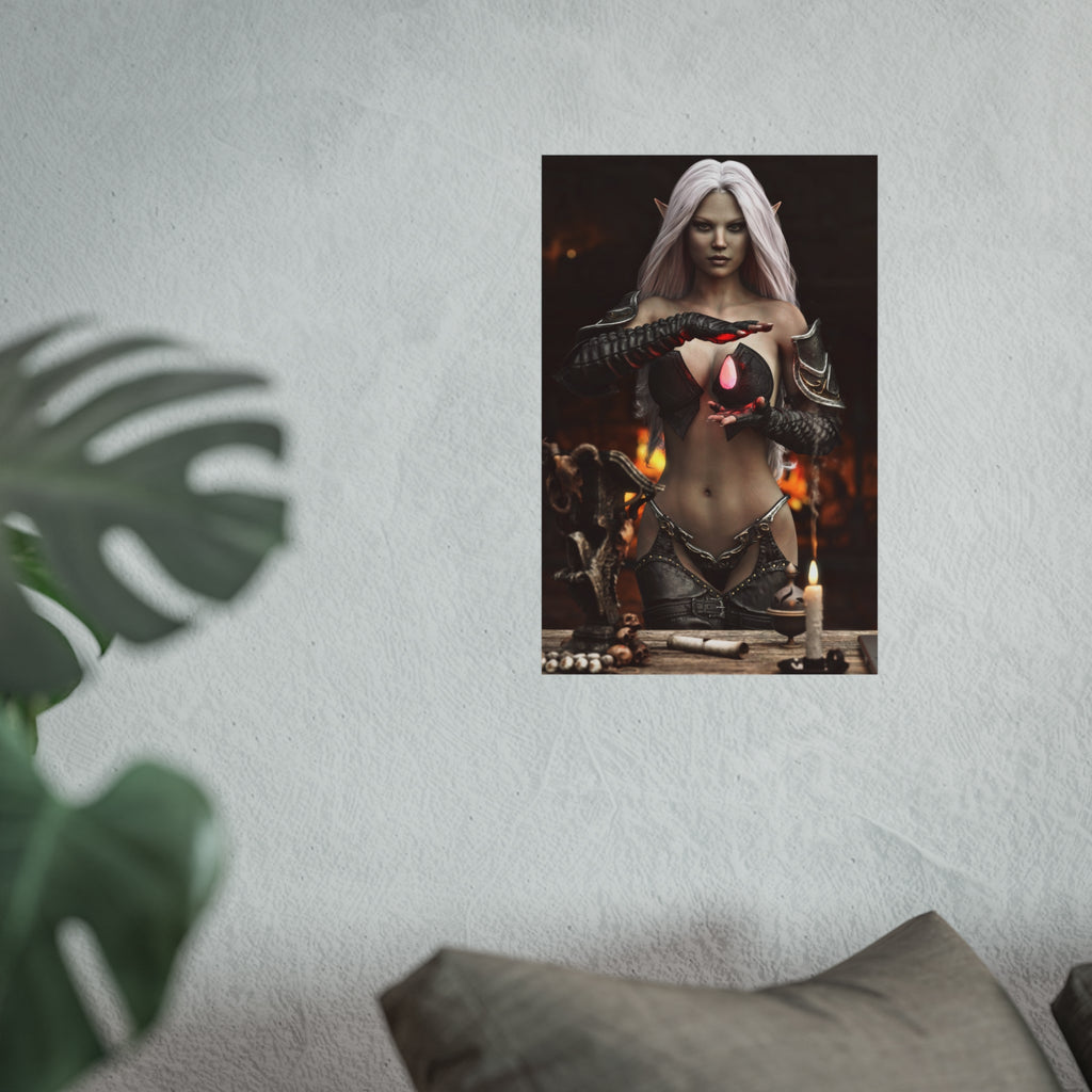 Fantasy Sorceress Art Poster — Dark Magic Goddess Wall Print - No AI - Human generated
