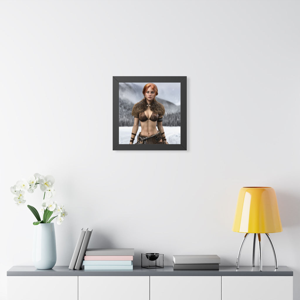 Viking Shieldmaiden Framed Poster — Redhead Warrior Art Print