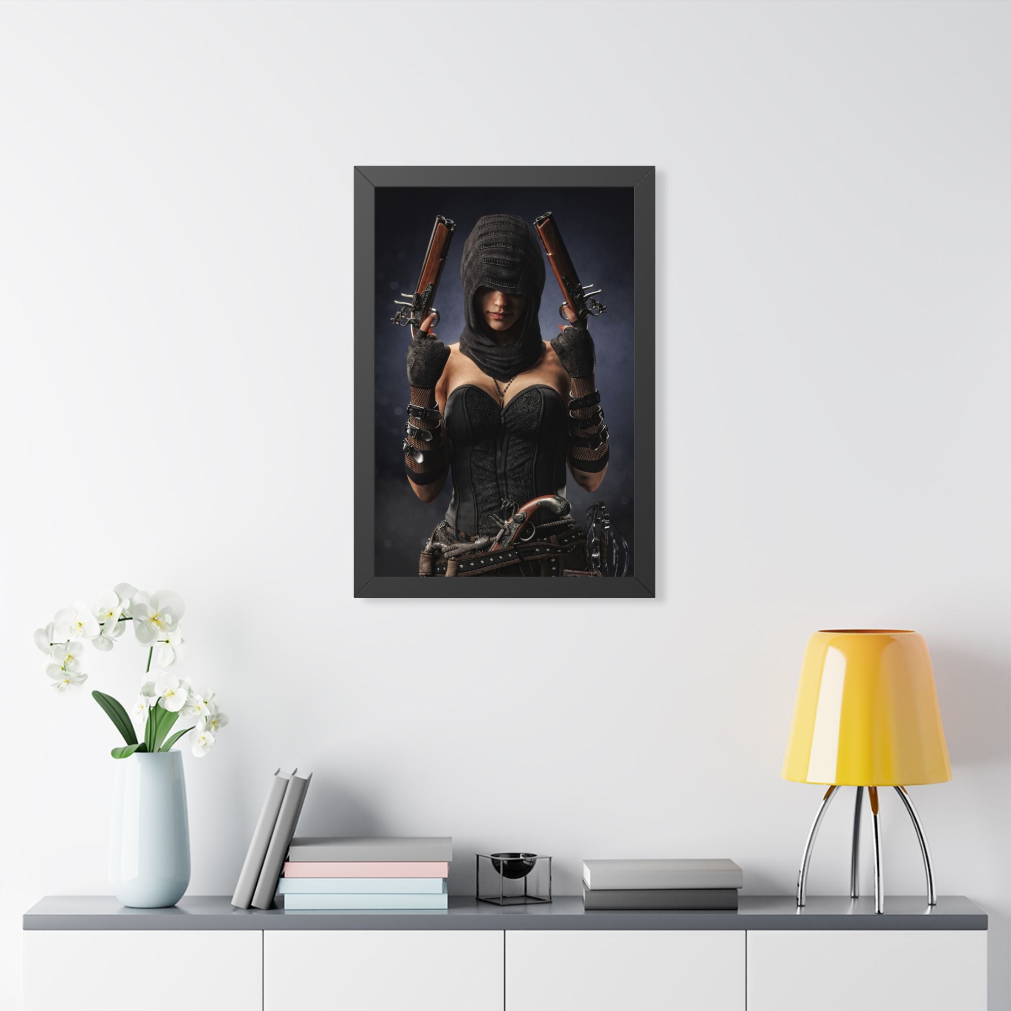 Framed Poster — Dark Rogue Pirate Assassin Art Print (Vertical) - No AI -Human created illustration art