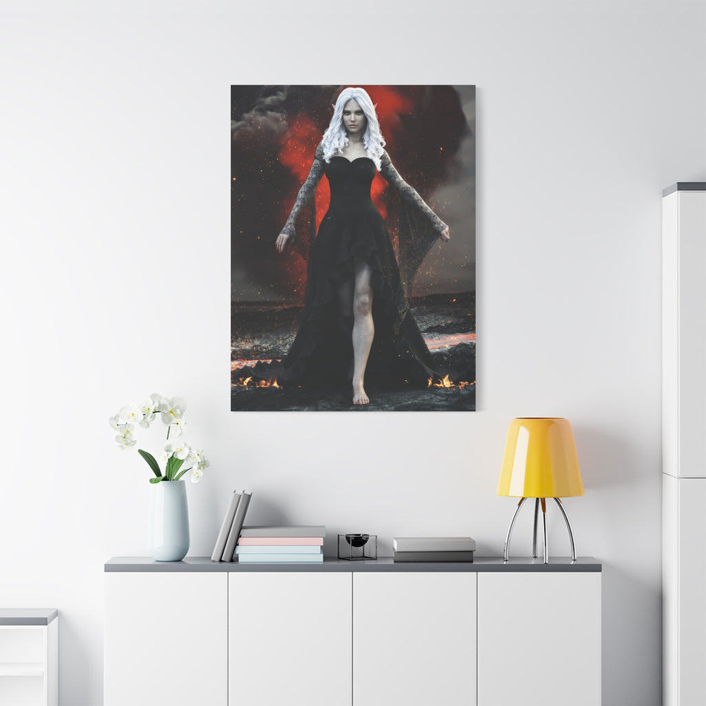 Dark Sorceress Canvas Print – Gothic Fantasy Wall Art- No AI- Human created illustration art