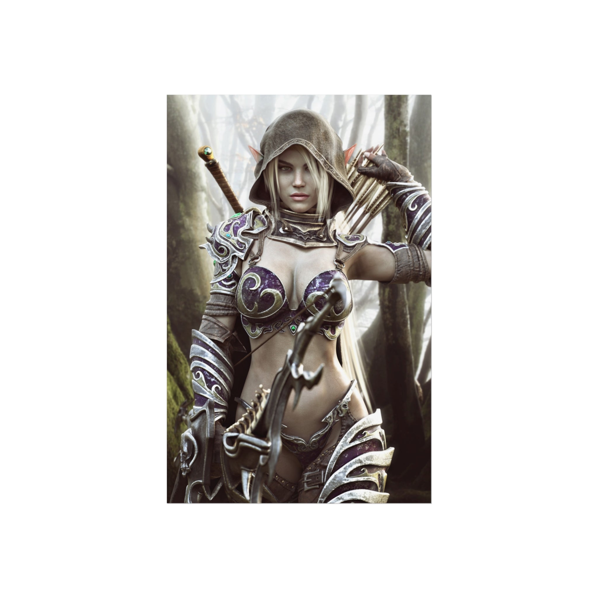 Fantasy Archer Warrior Fine Art Poster — Female Ranger Wall Art for Gamers & RPG Fans