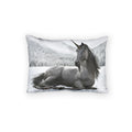Unicorn in Snow Cotton Pillow Sham — Gray Fantasy Horse Decorative Cushion Cover