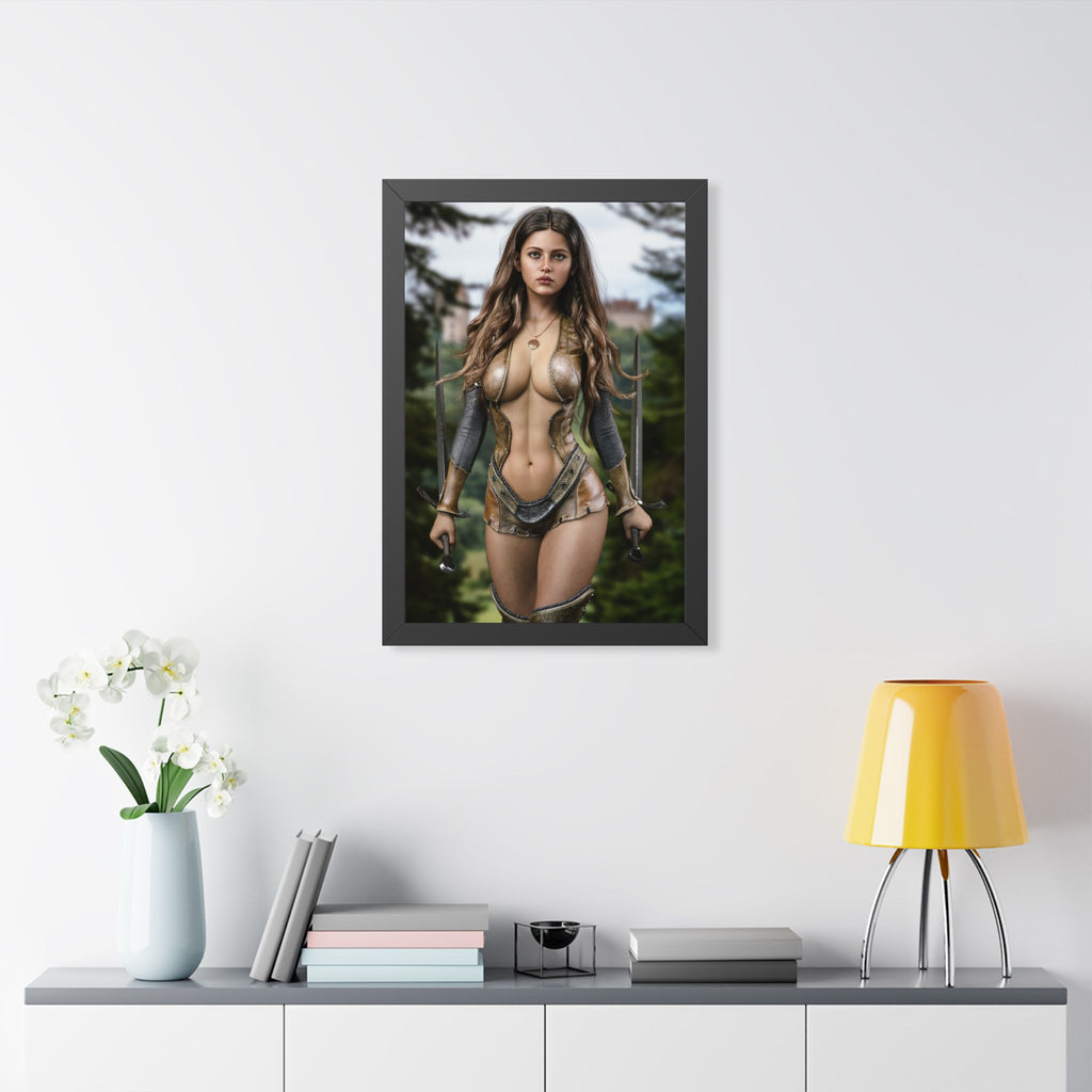 Framed Poster — Fantasy Warrior Woman Portrait