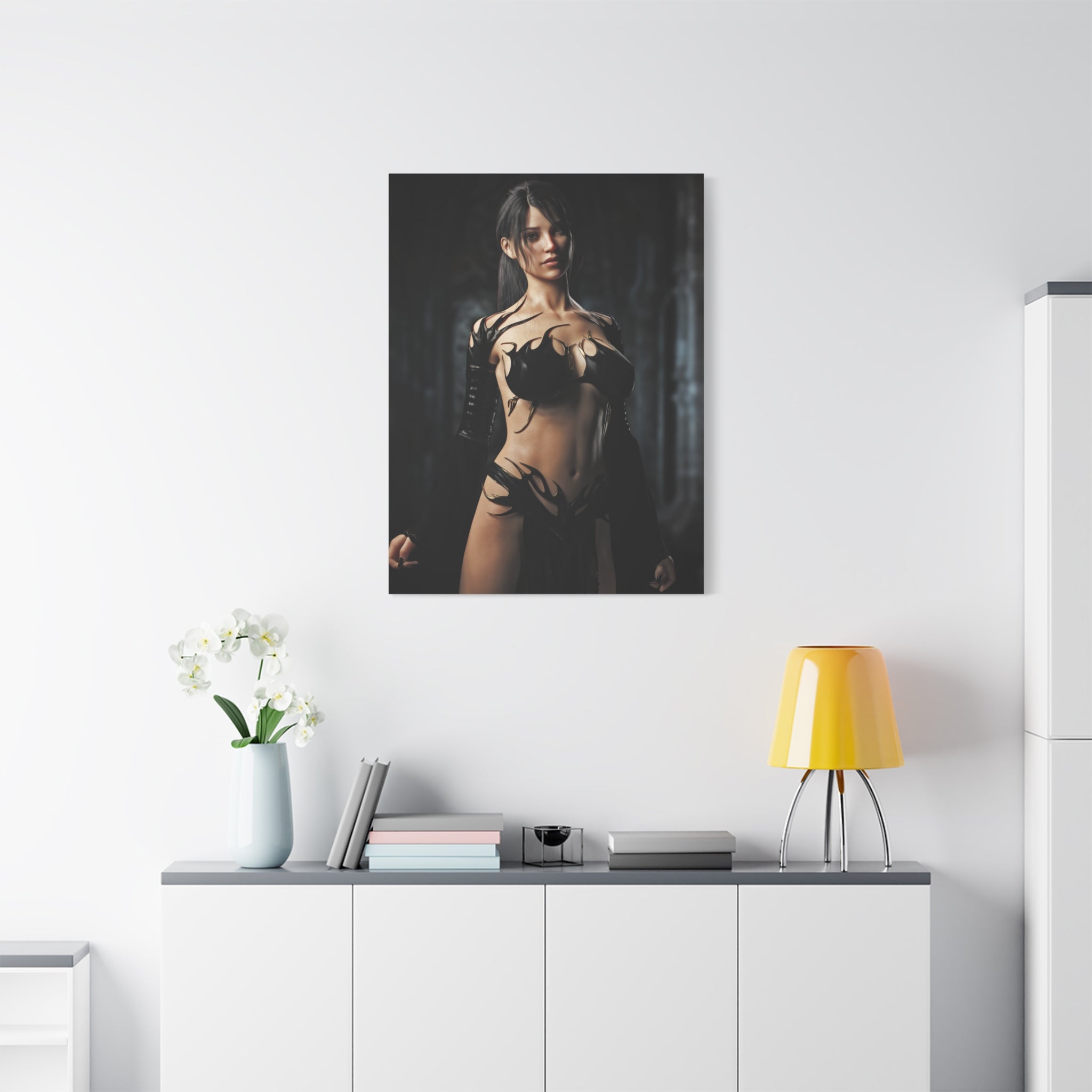 Fantasy Sorceress Woman Matte Canvas Print — Stretched 1.25"-No AI- Human created illustration art