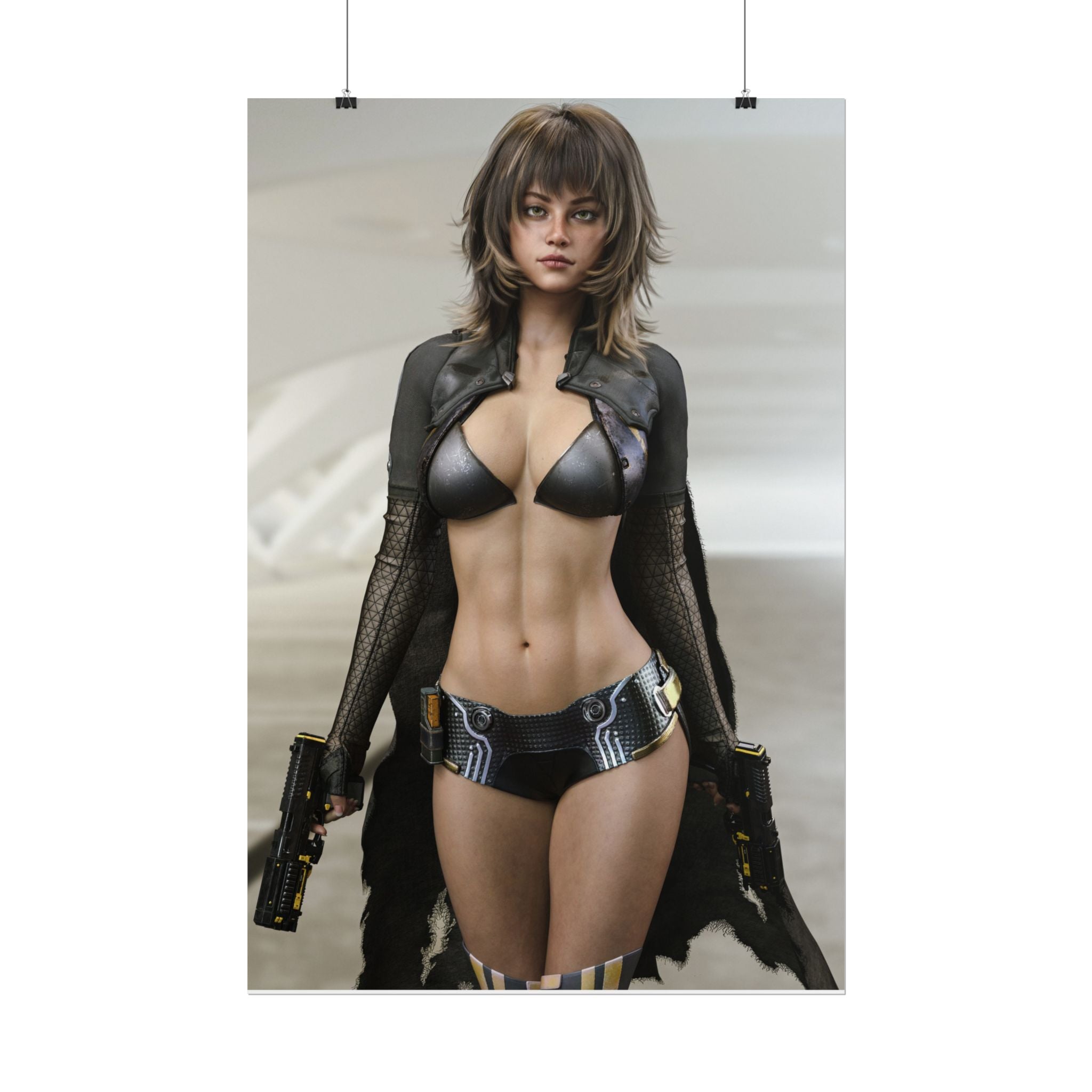 Futuristic Femme Fatale Sci‑Fi Poster — Rolled Art Print