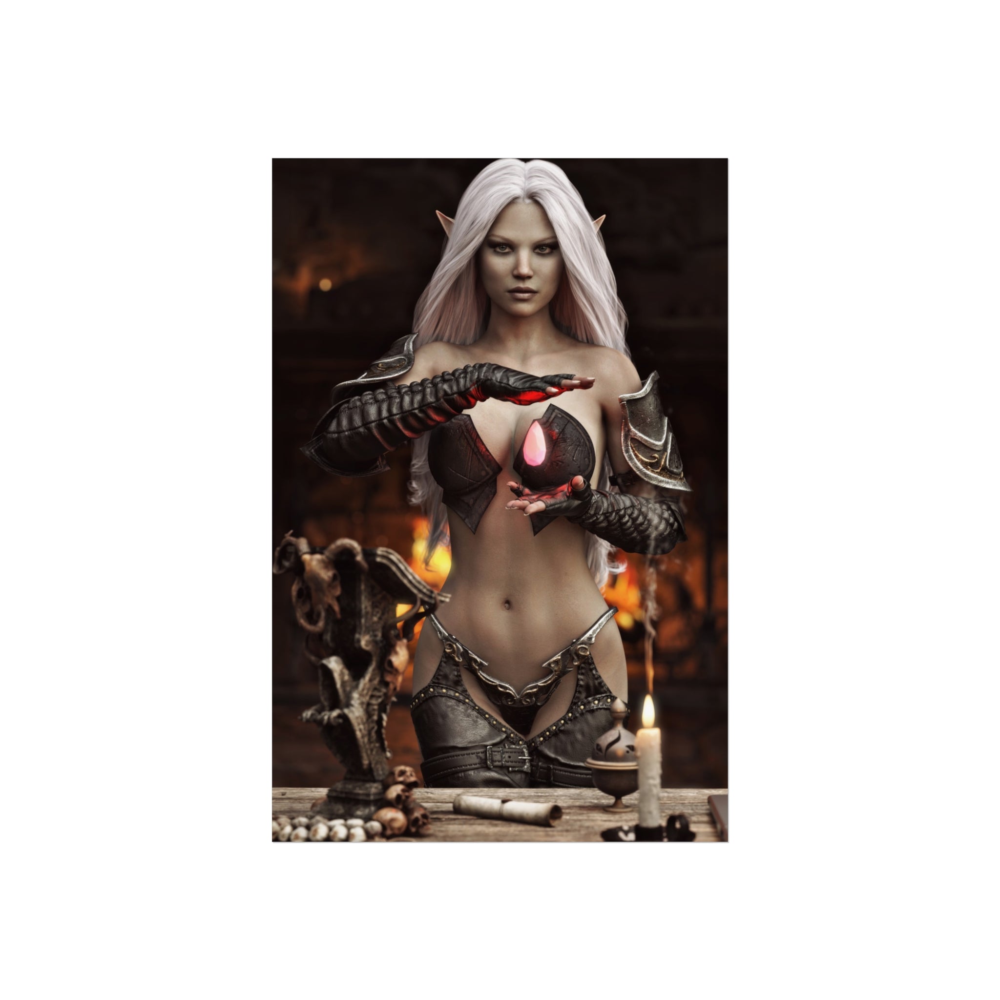Fantasy Sorceress Art Poster — Dark Magic Goddess Wall Print - No AI - Human generated