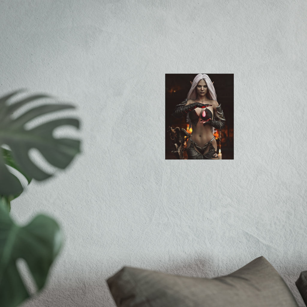 Fantasy Sorceress Art Poster — Dark Magic Goddess Wall Print - No AI - Human generated